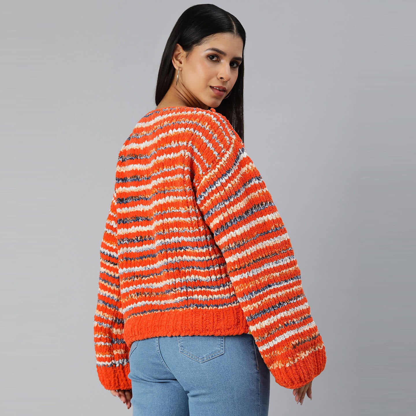 Knitted Soft Chenille Pullover - 3353
