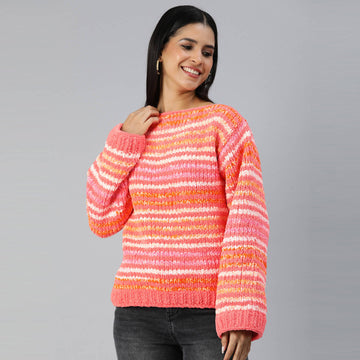 Knitted Soft Chenille Pullover - 3368