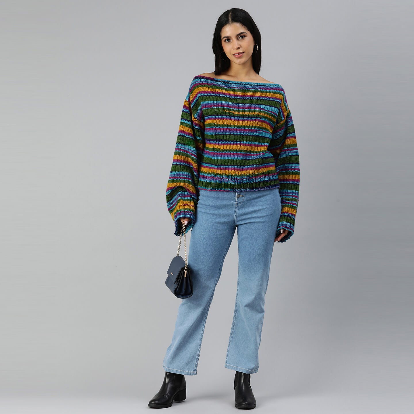 Knitted Self Design Pullover - 3370