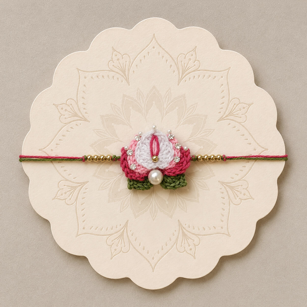 Handmade Crochet Kamal Rakhi