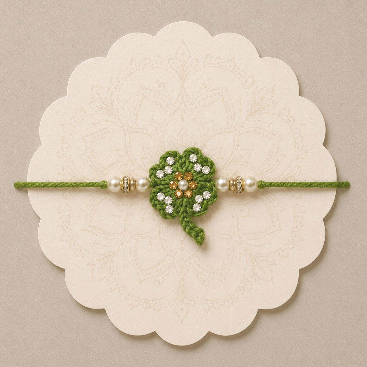 Handmade Crochet Lucky Clover Rakhi