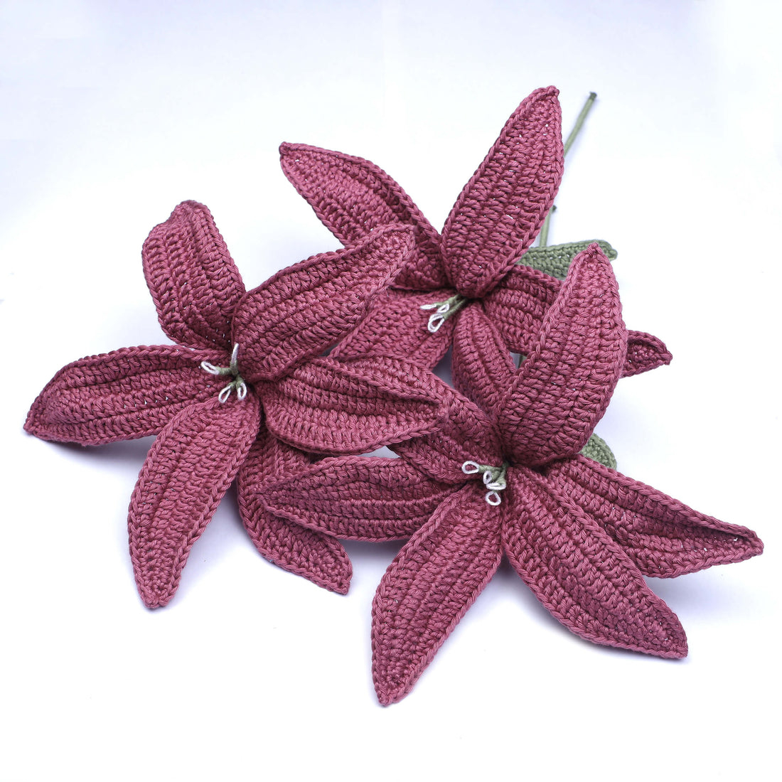 Lillies - Handcrafted Crochet Flowers - Grape