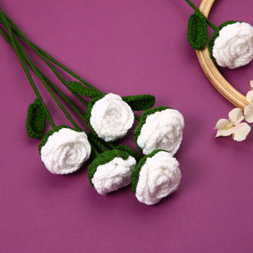 Radiant Roses - Handcrafted Crochet Flowers - White