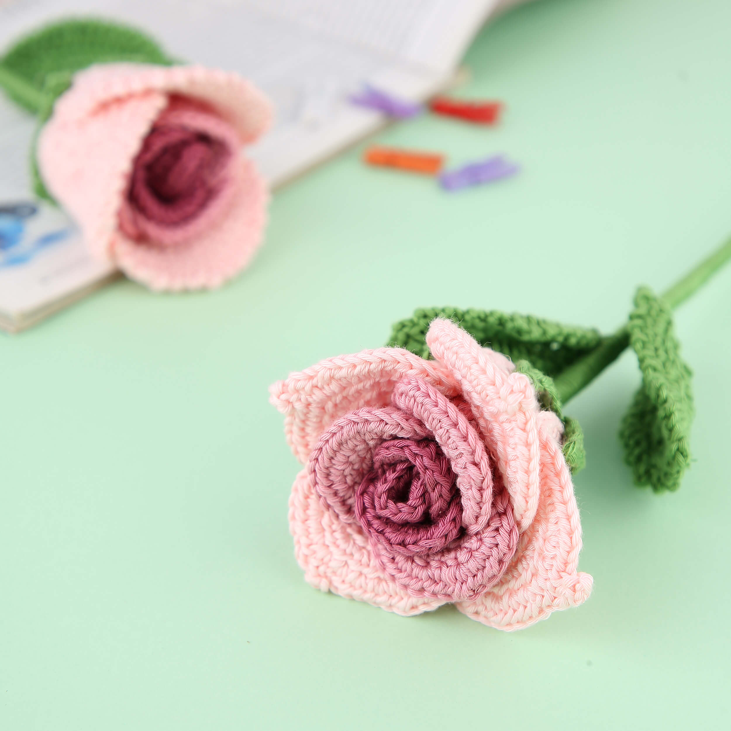 Gradient Roses - Handcrafted Crochet Flowers