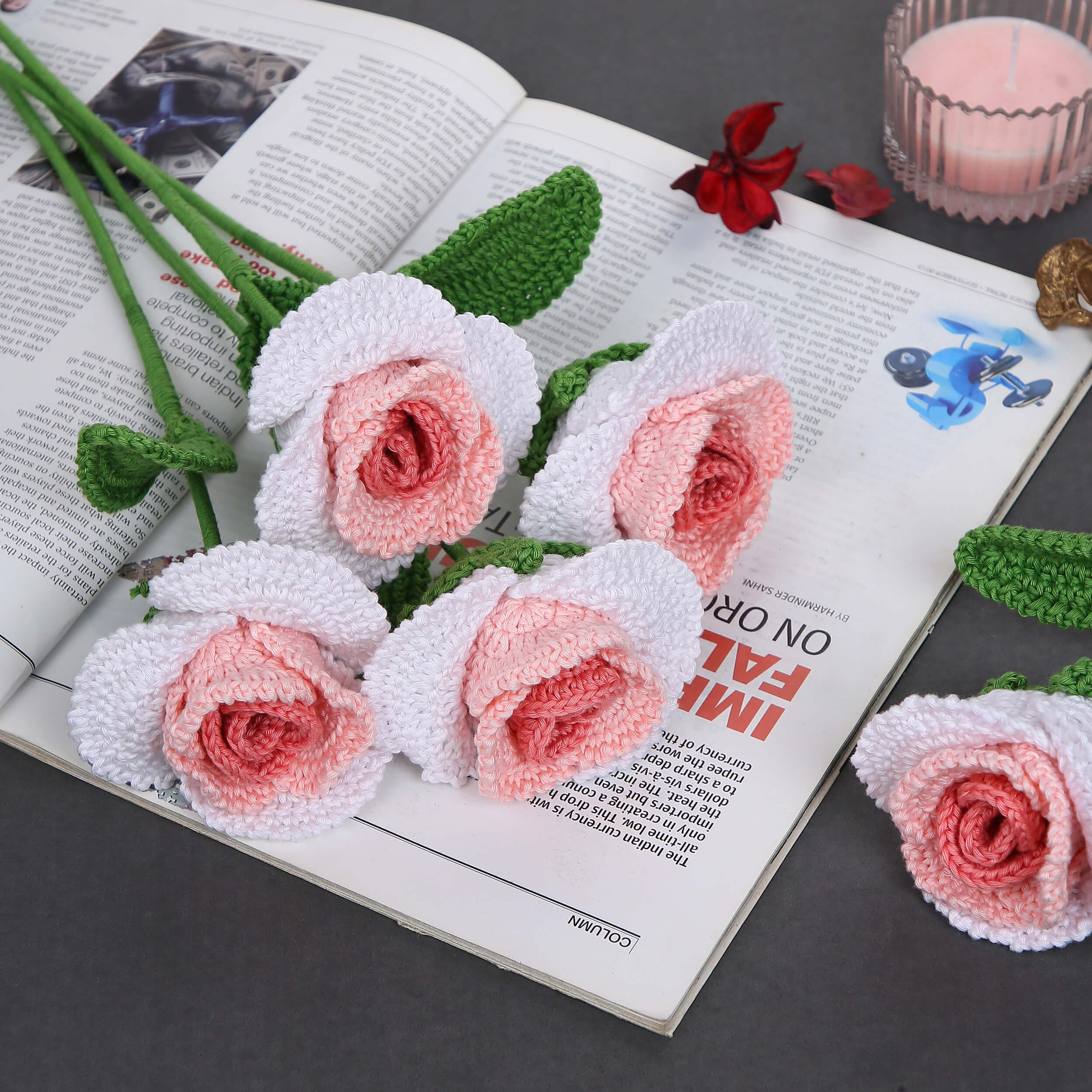 Gradient Roses - Handcrafted Crochet Flowers