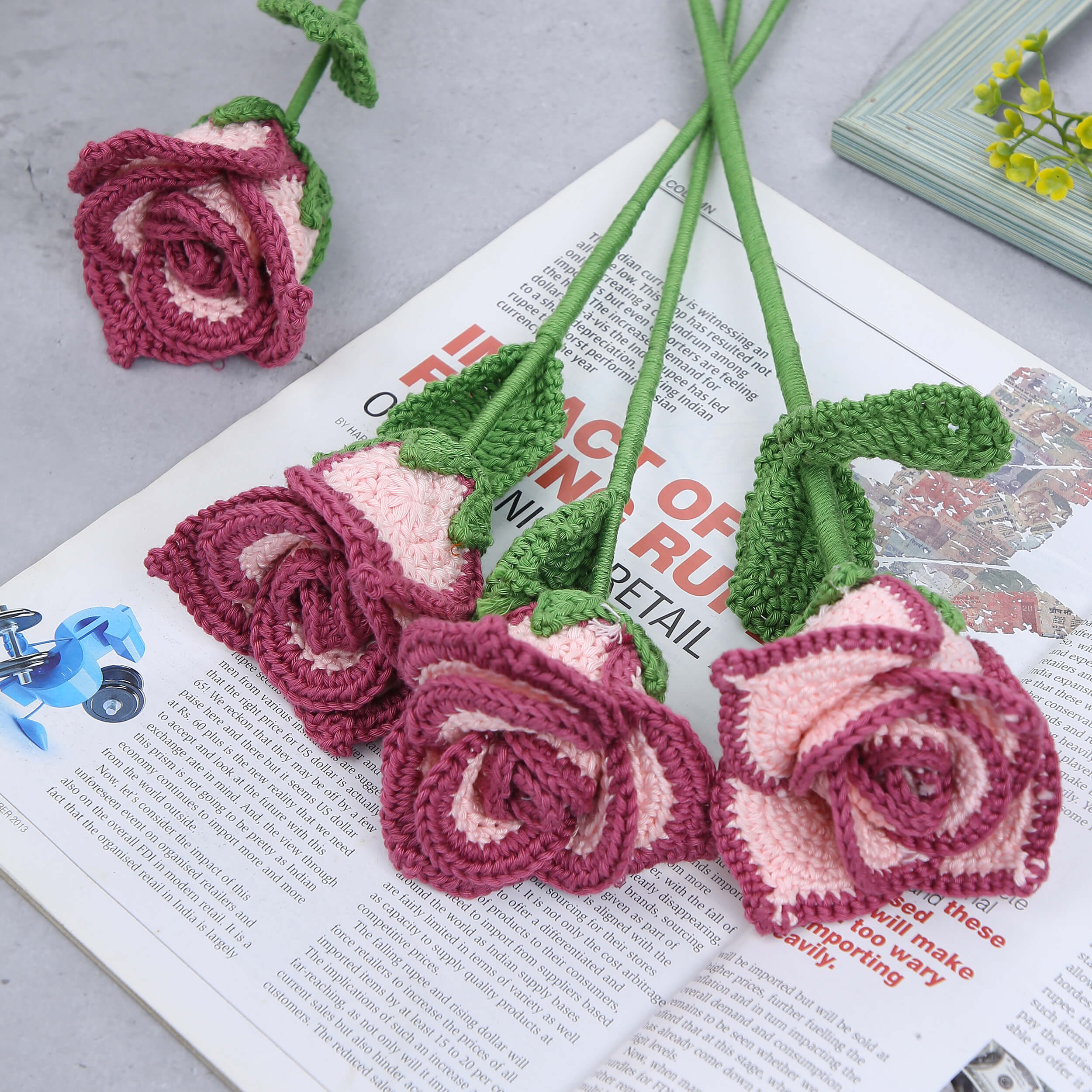 Edged Roses - Handcrafted Crochet Flowers