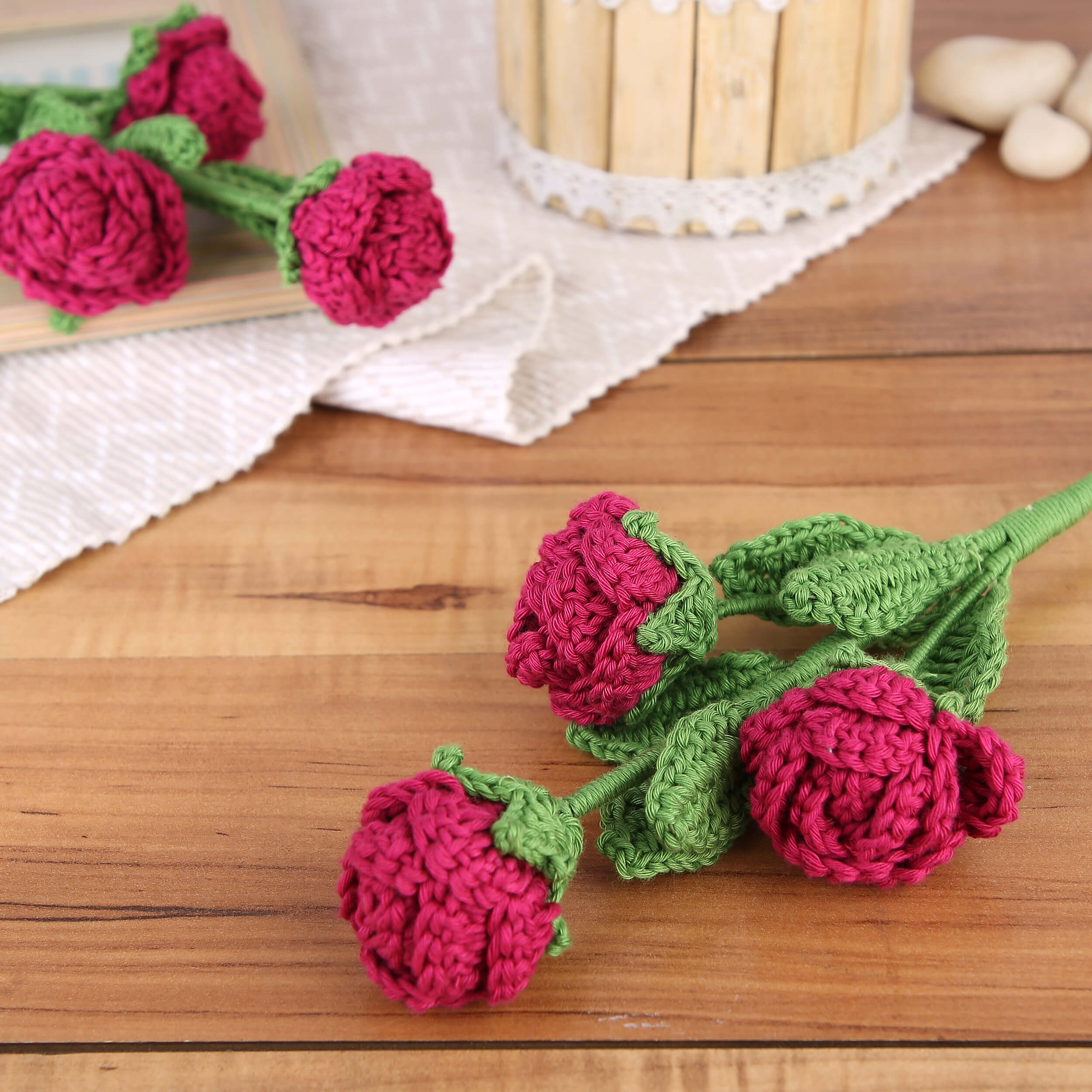 Branched Rose Buds - Handcrafted Crochet Flowers