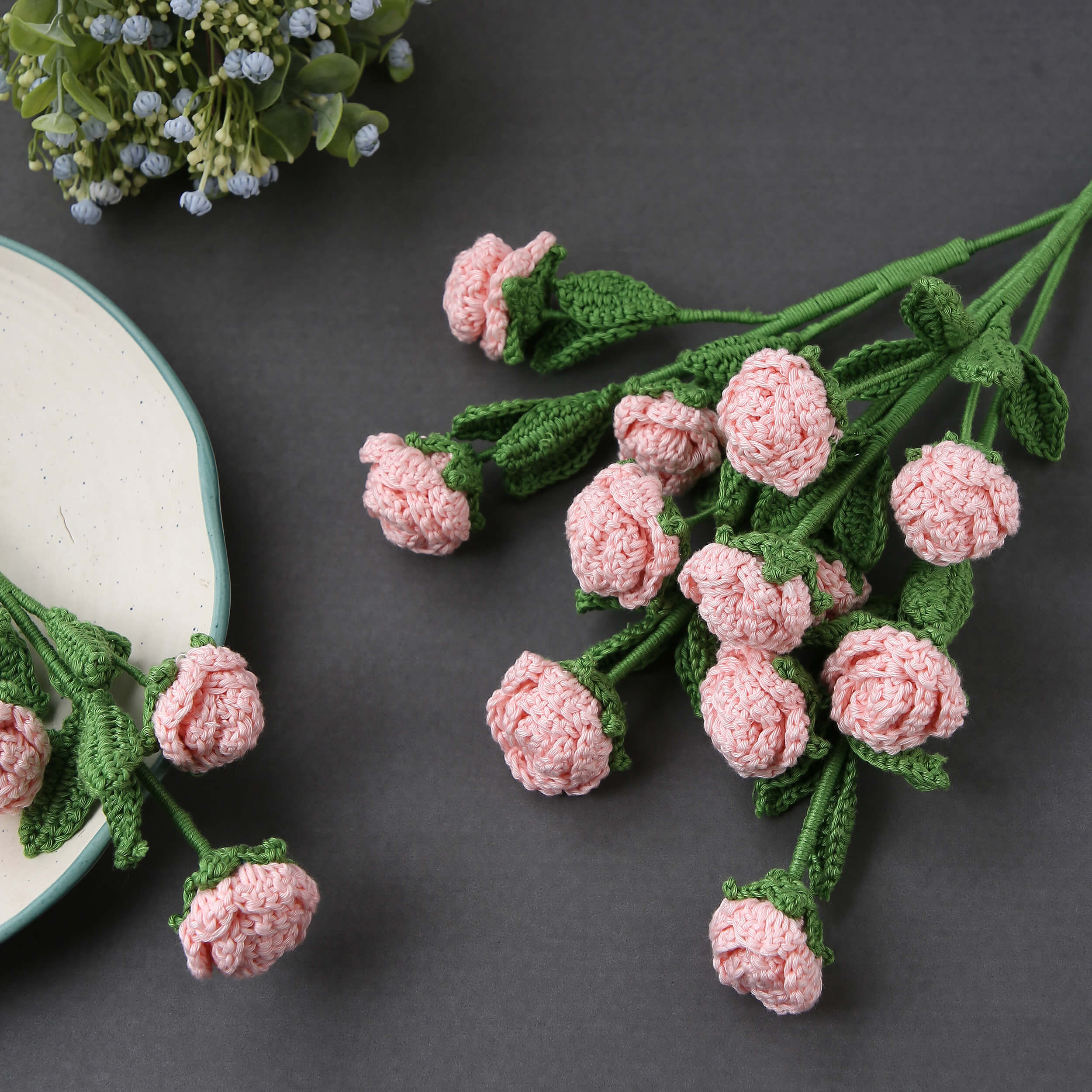 Branched Rose Buds - Handcrafted Crochet Flowers