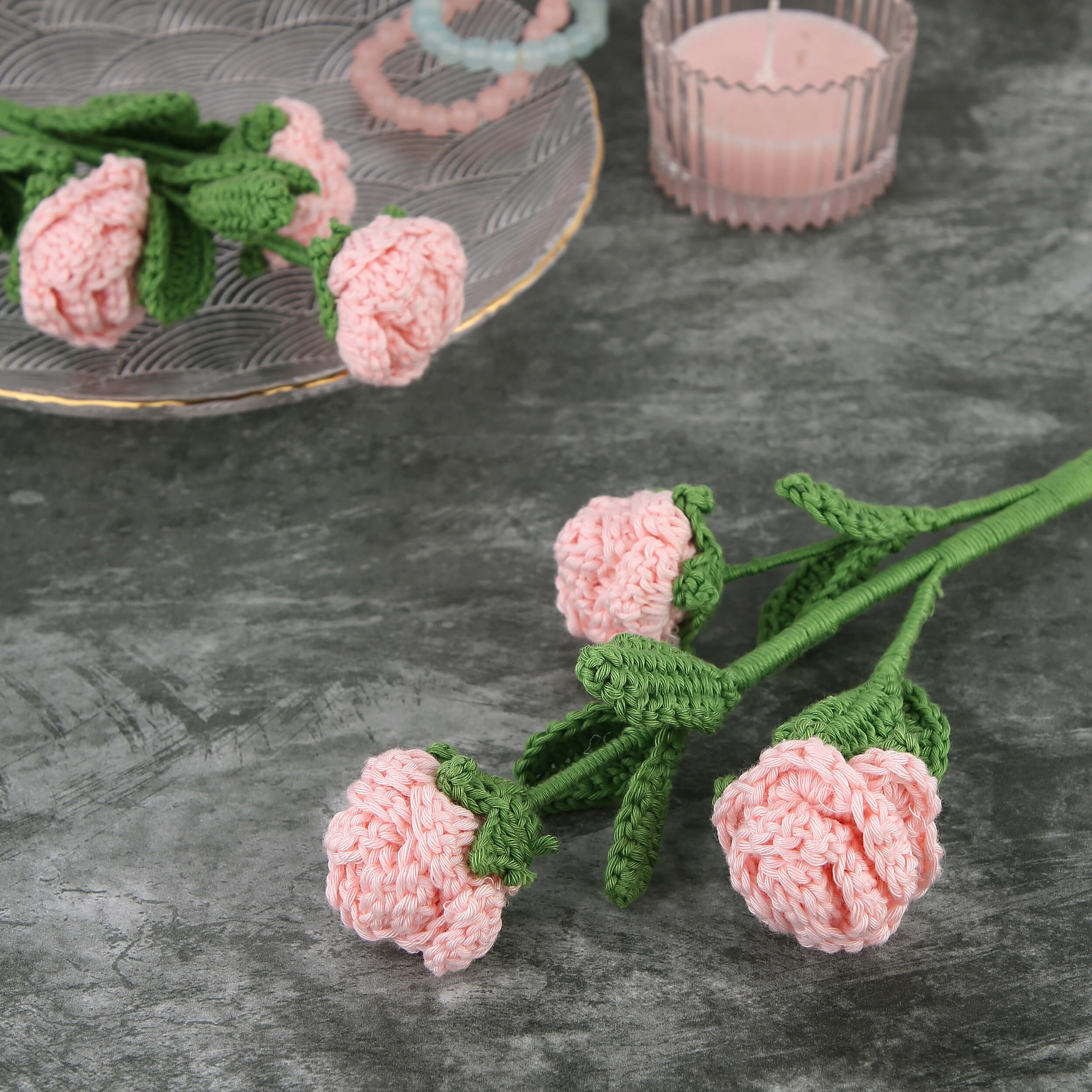 Branched Rose Buds - Handcrafted Crochet Flowers
