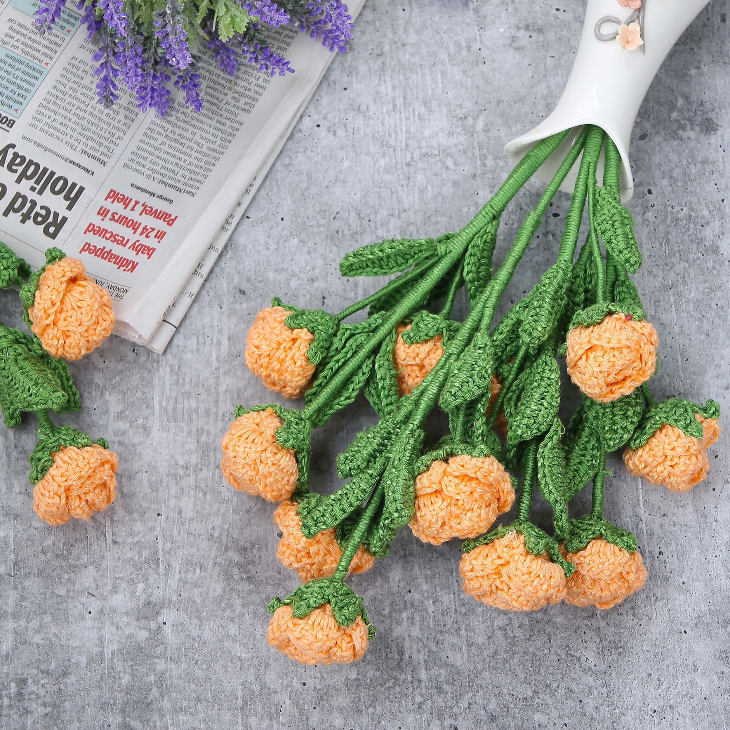 Branched Rose Buds - Handcrafted Crochet Flowers