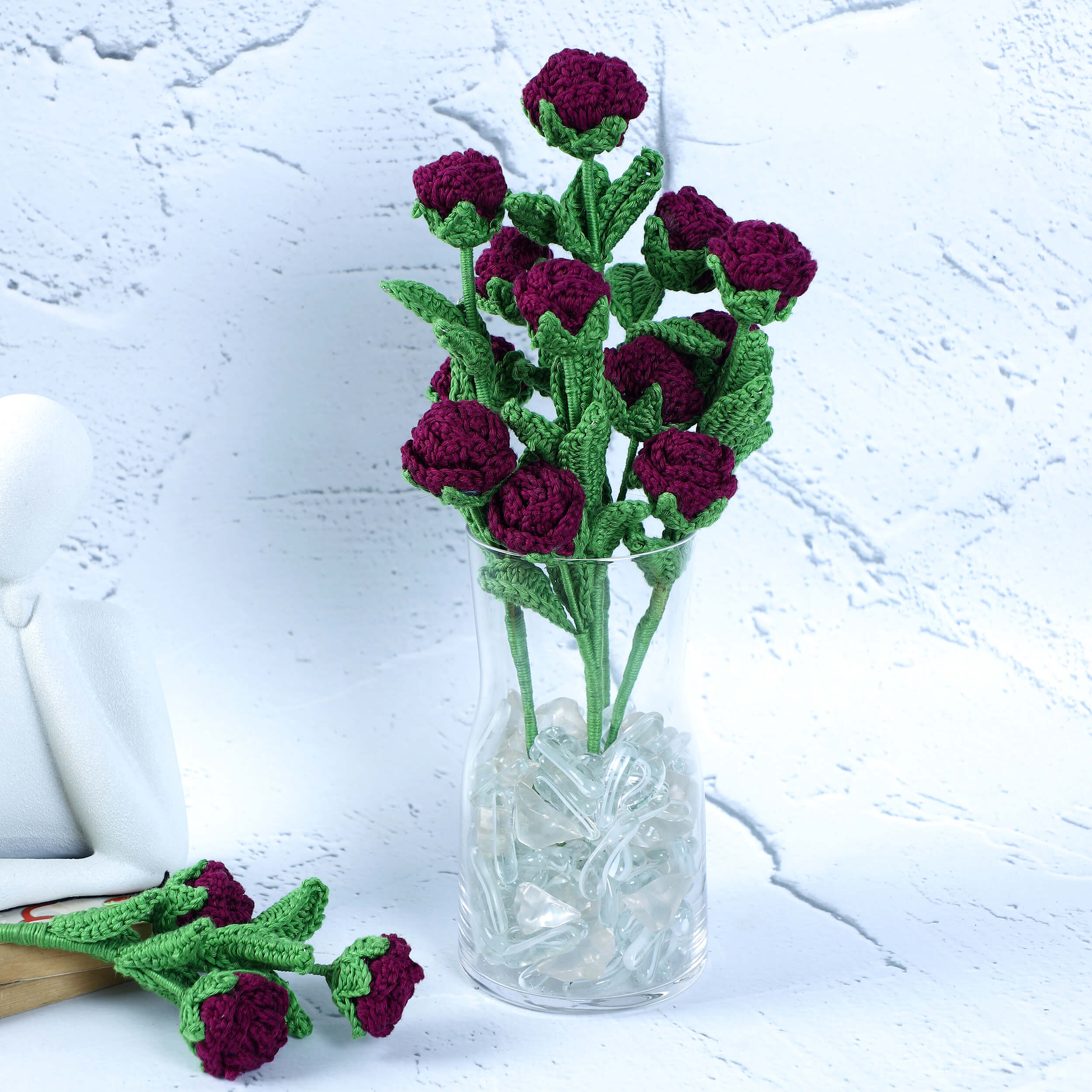 Branched Rose Buds - Handcrafted Crochet Flowers