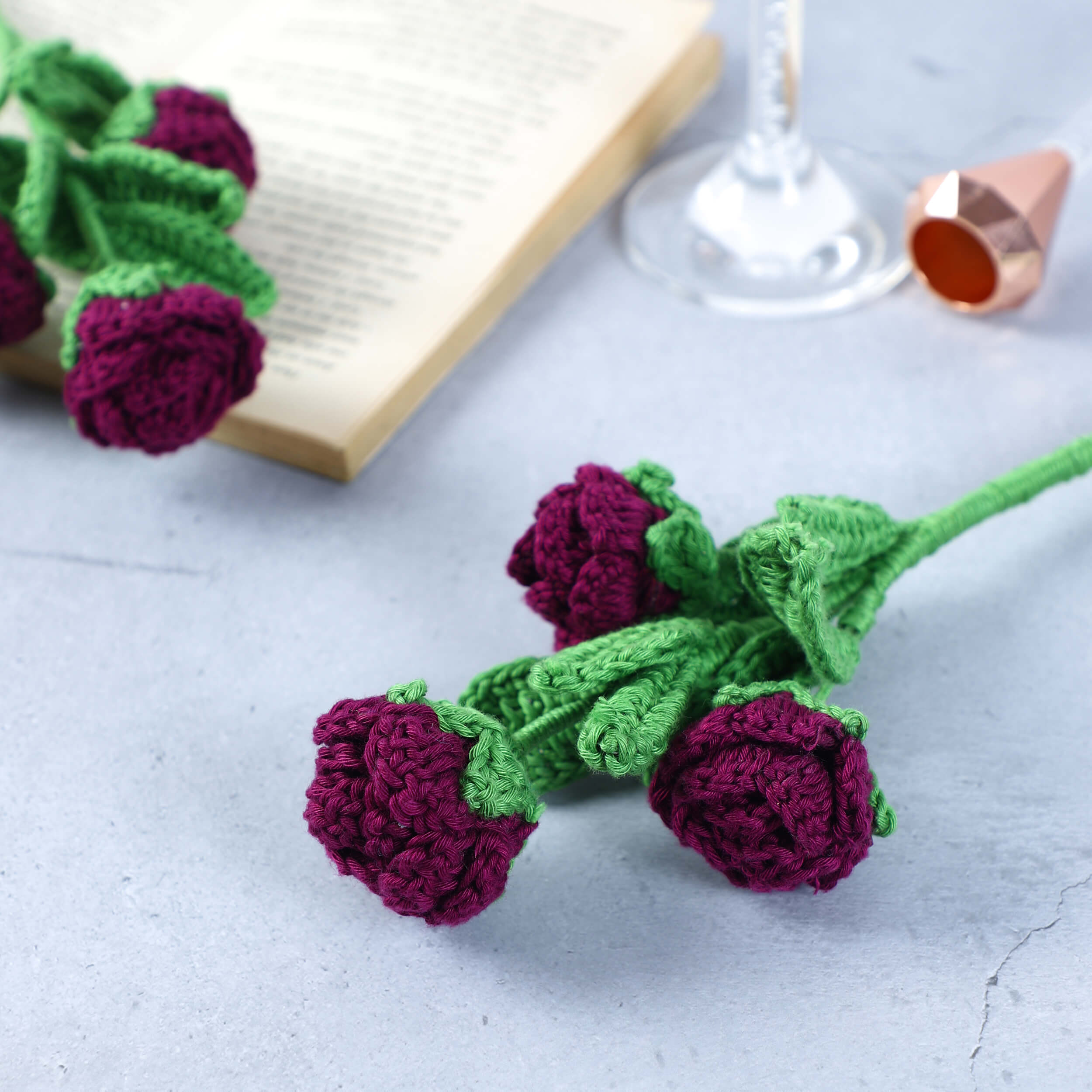 Branched Rose Buds - Handcrafted Crochet Flowers