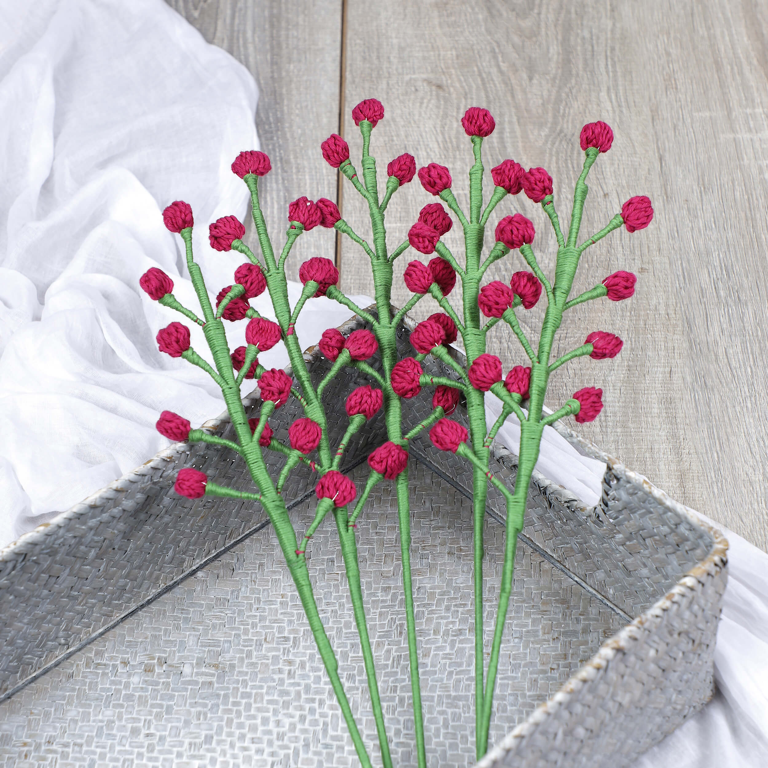 Snowberry Bouquet Fillers - Handcrafted Crochet Flowers