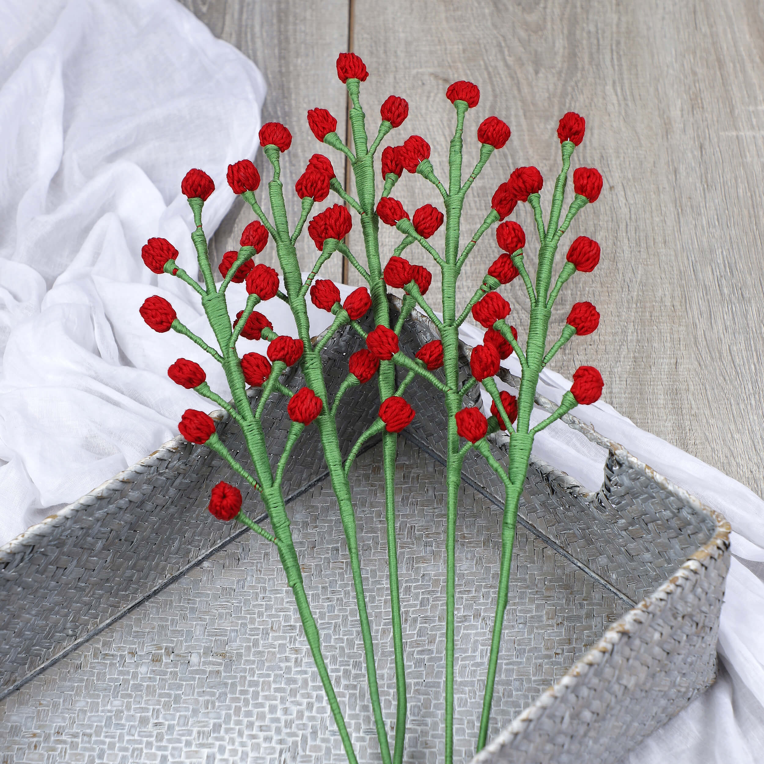 Snowberry Bouquet Fillers - Handcrafted Crochet Flowers