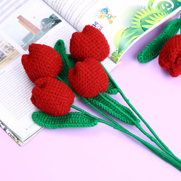 Tulip Treasures - Handcrafted Crochet Flowers - Red