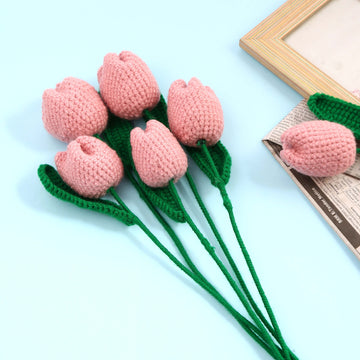 Tulip Treasures - Handcrafted Crochet Flowers - Pretty Pink