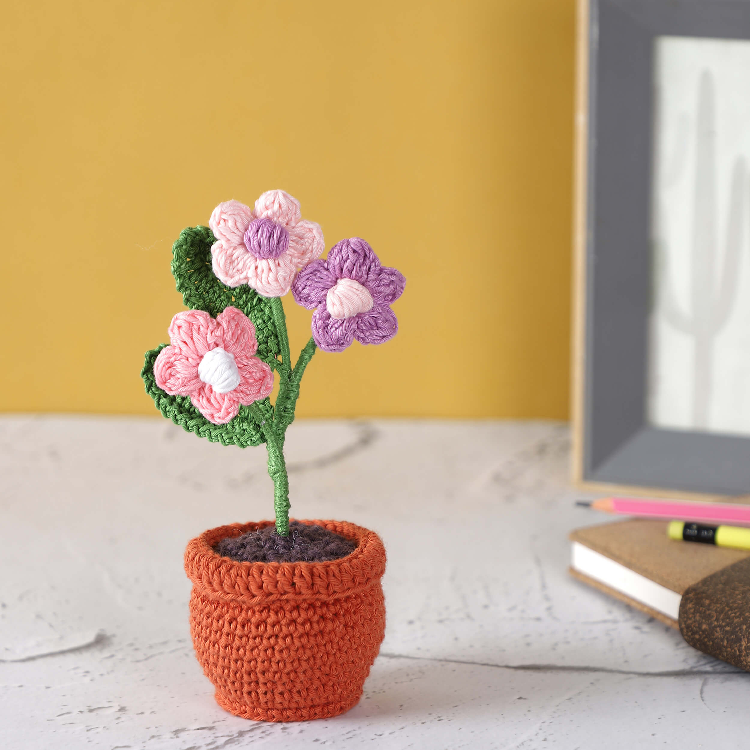Flowers in a Pot - Assorted - Handcrafted Crochet Flowers