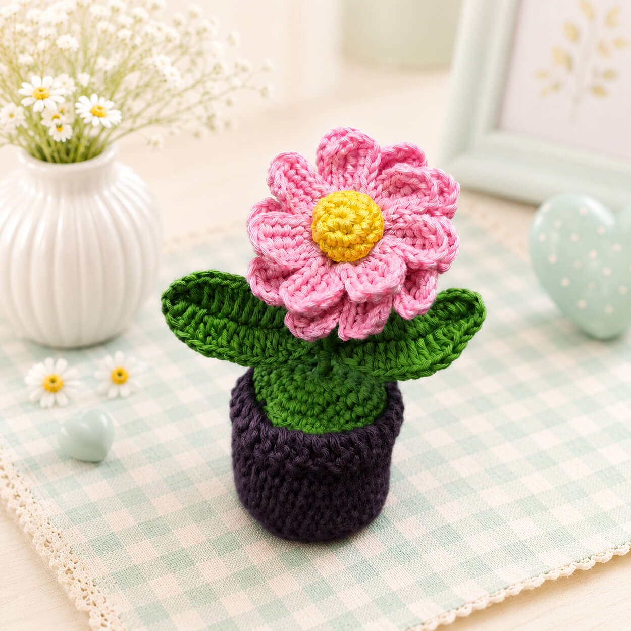 Daisy in a Pot - Handcrafted Crochet Flowers