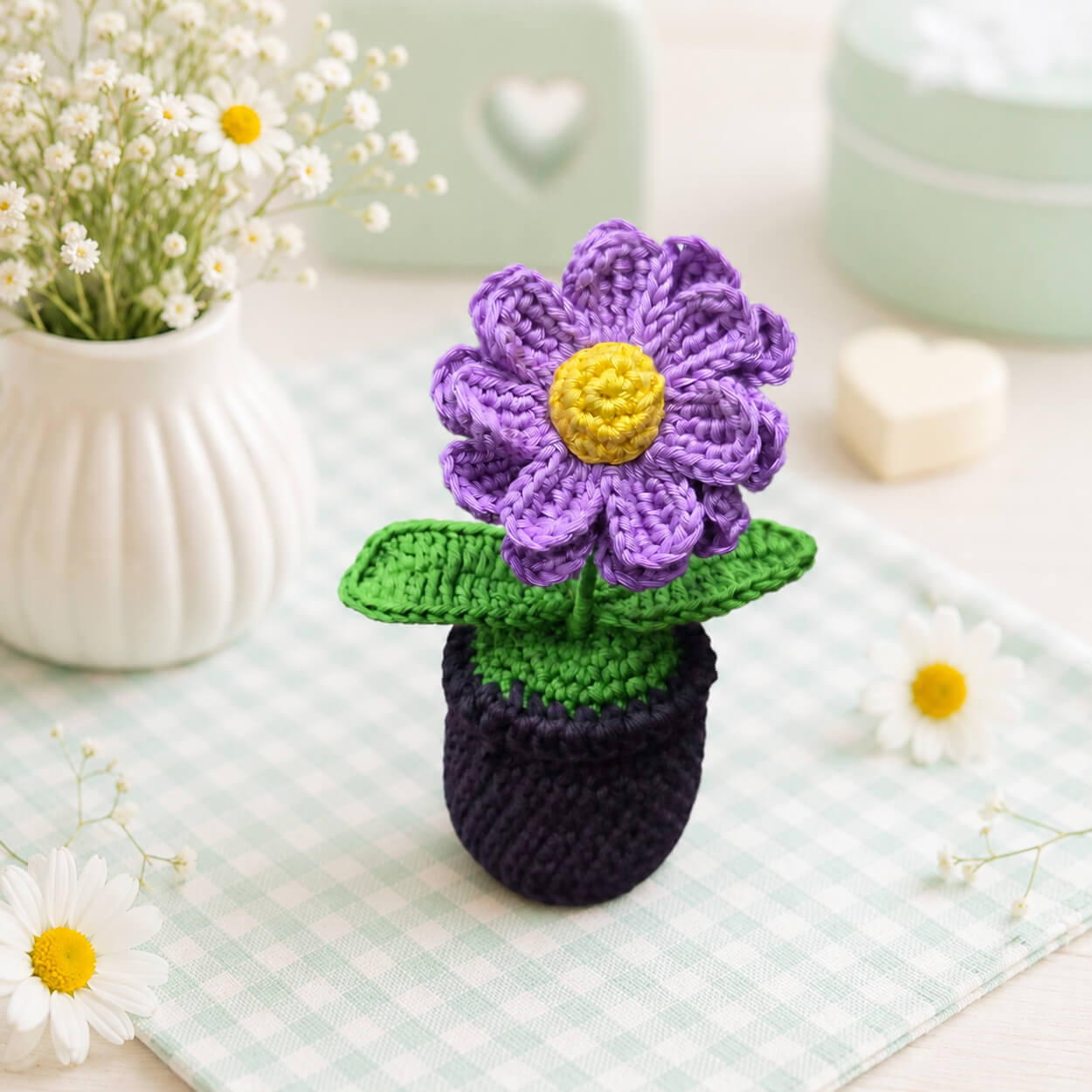 Daisy in a Pot - Handcrafted Crochet Flowers