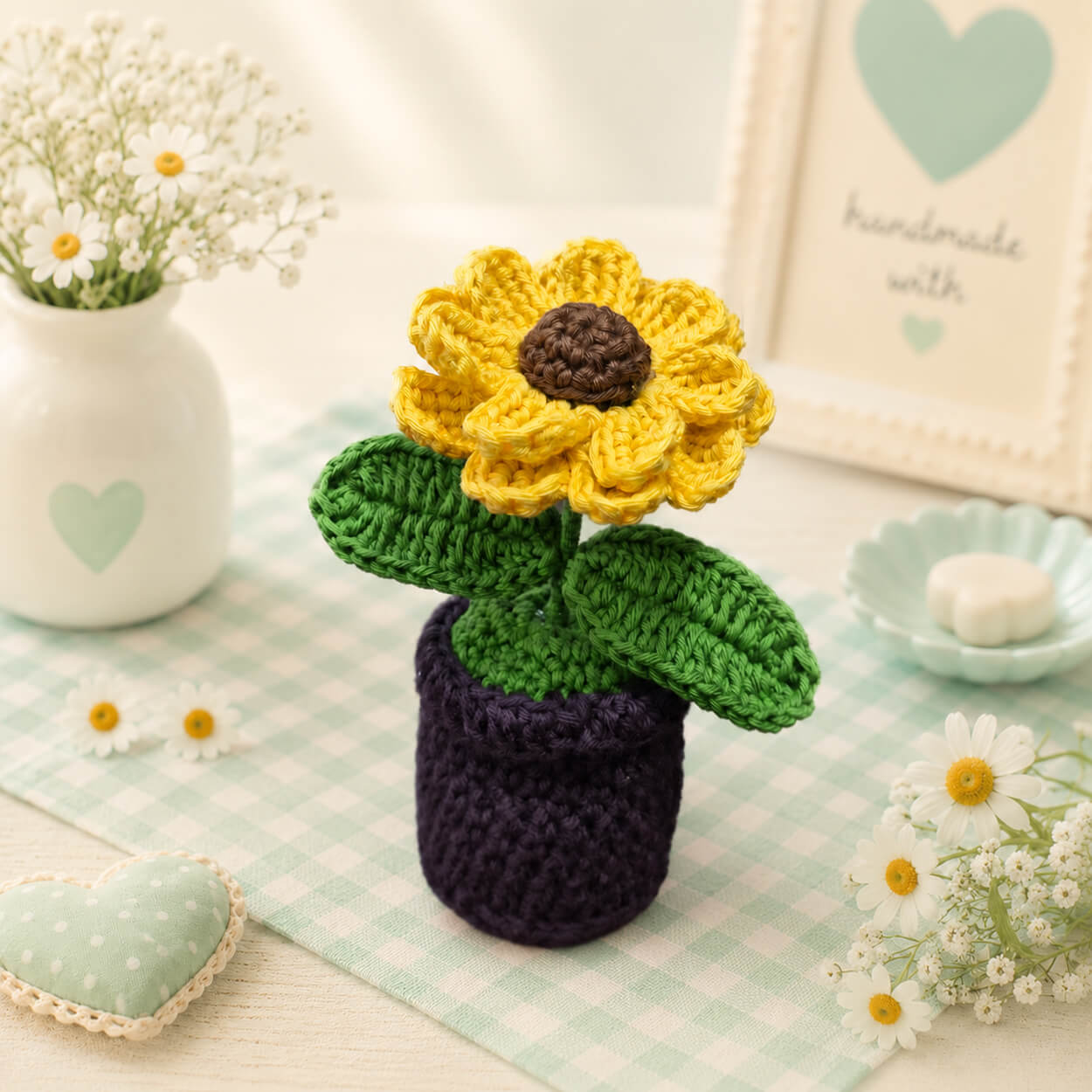 Daisy in a Pot - Handcrafted Crochet Flowers