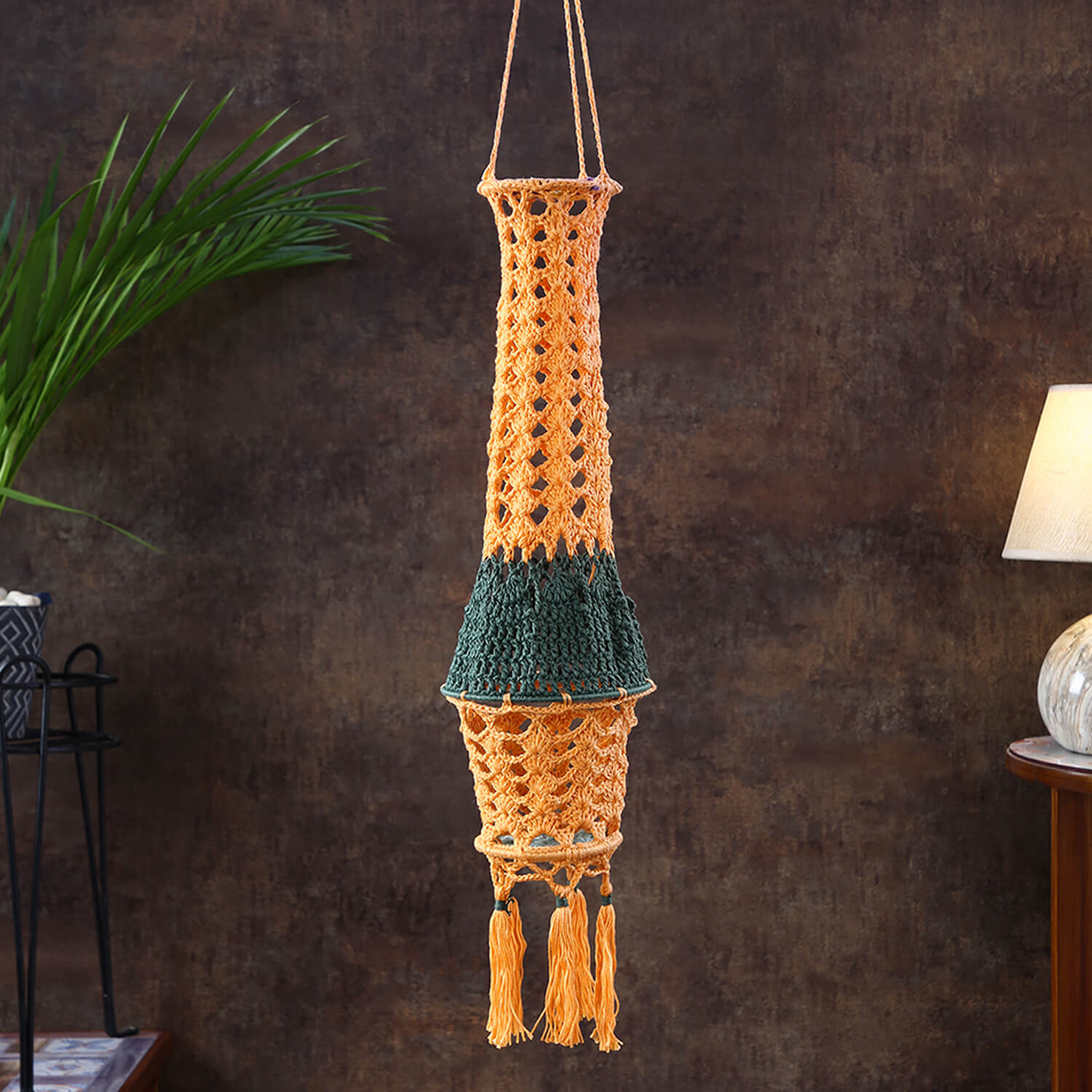 Handmade Crochet Lantern - Orange