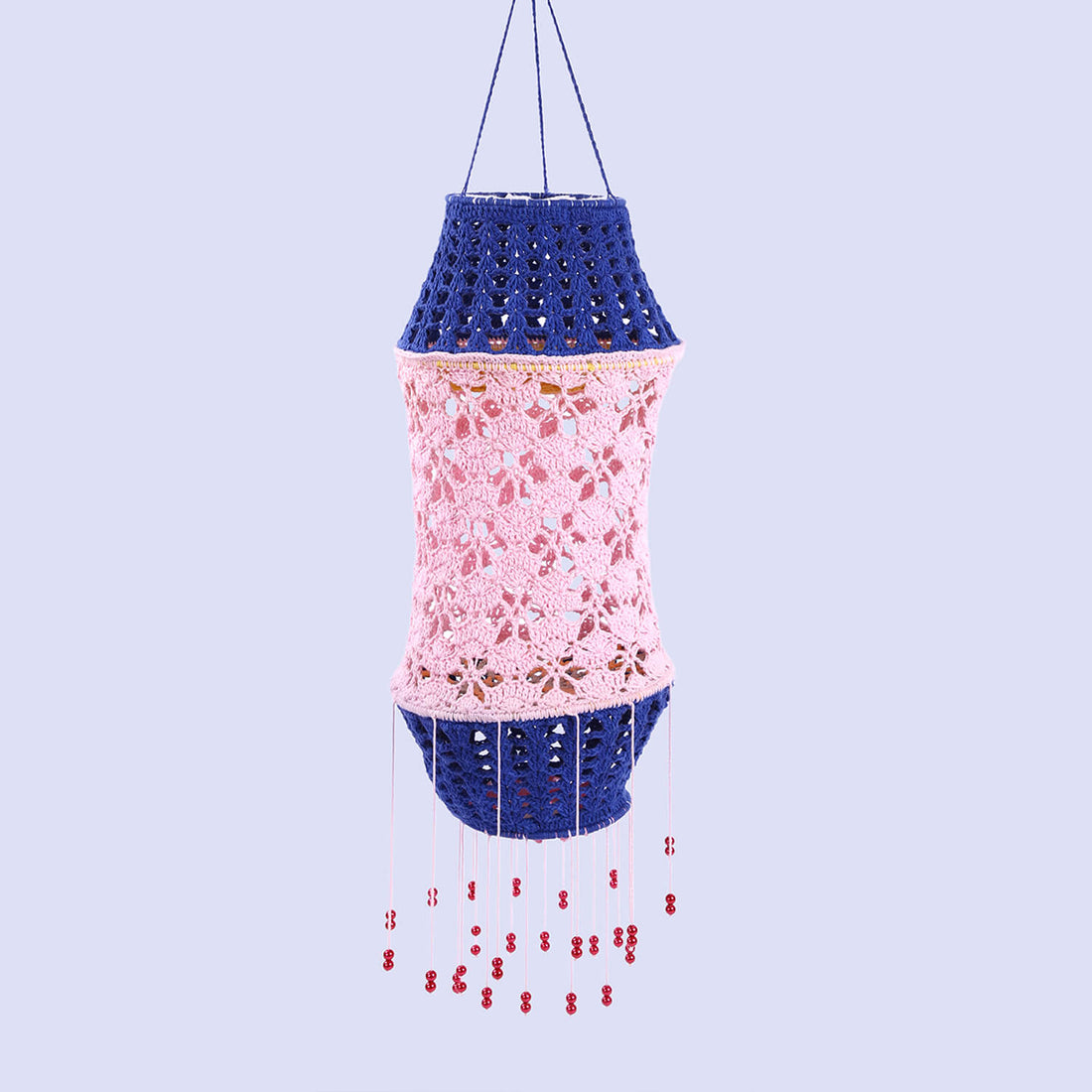 Handmade Crochet Lantern - Pink and Blue