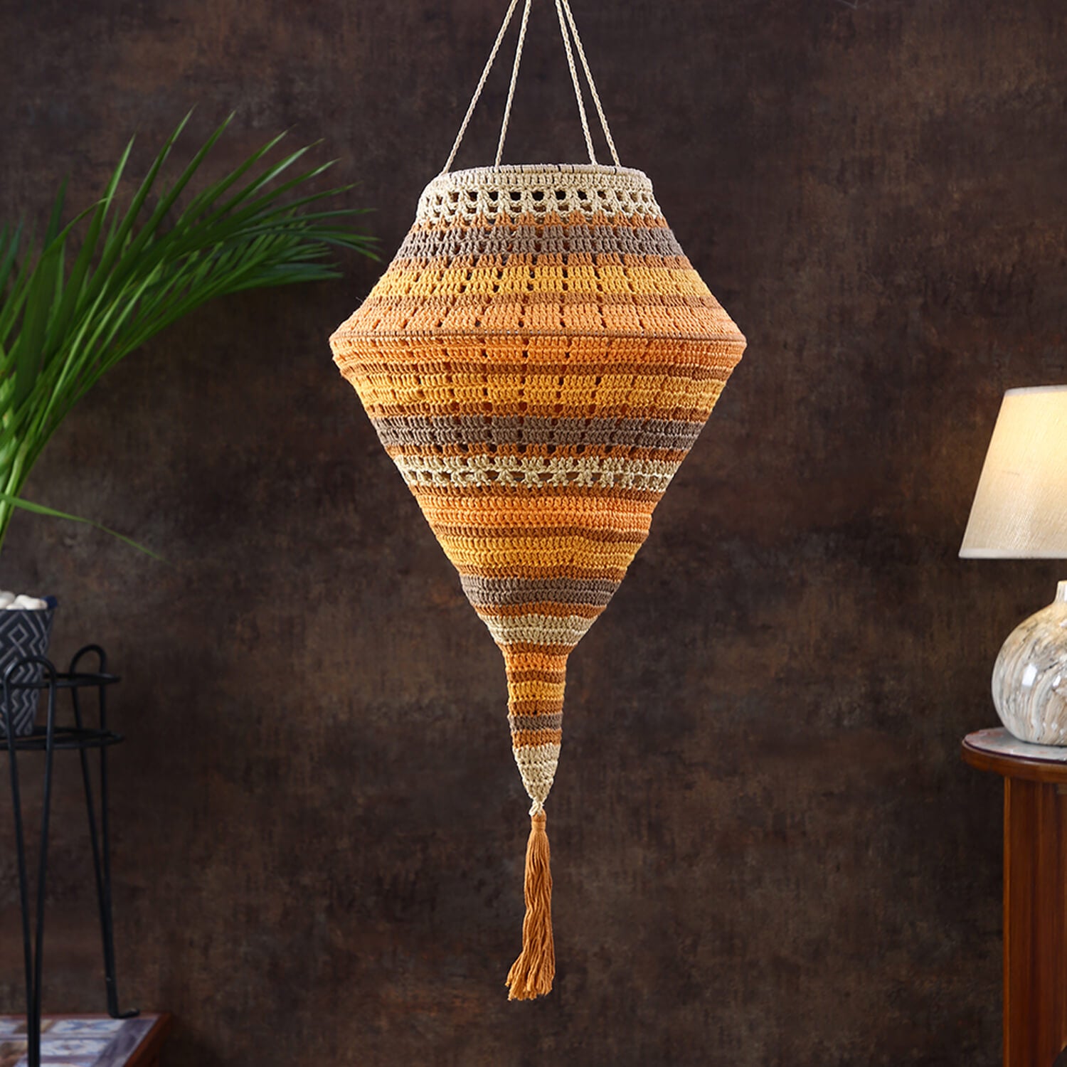 Handmade Crochet Tapering Lantern - Multi Color