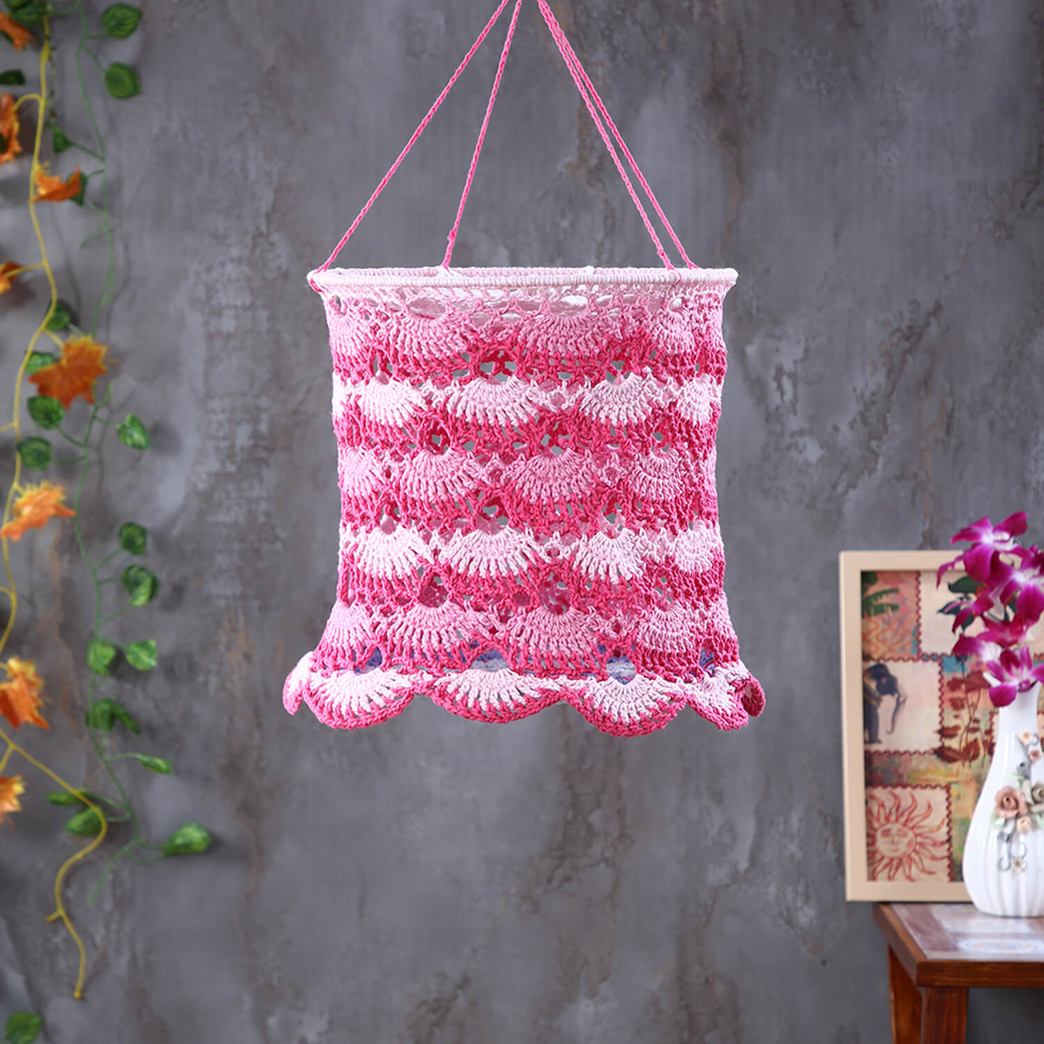 Handmade Crochet Lantern - Multi Color