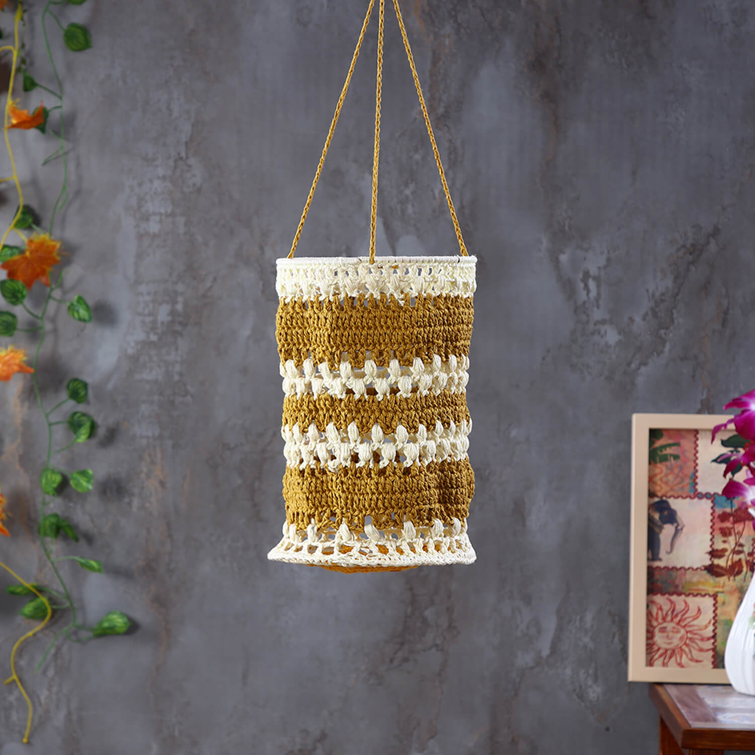 Handmade Crochet Lantern - Multi Color