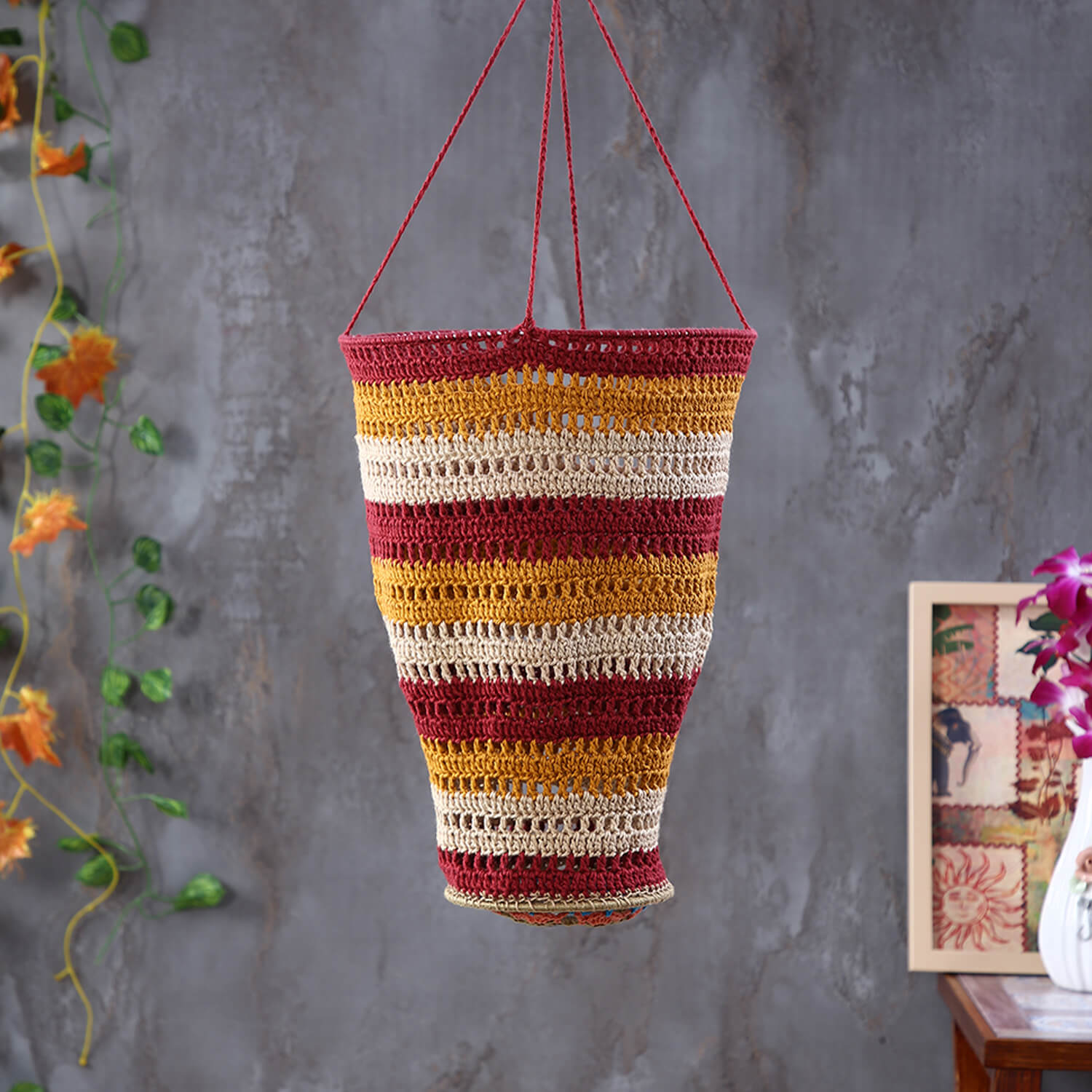Handmade Crochet Lantern - Multi Color