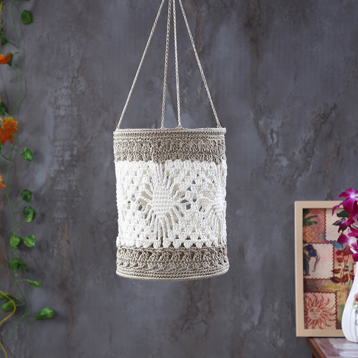 Handmade Crochet Lantern - Multi Color