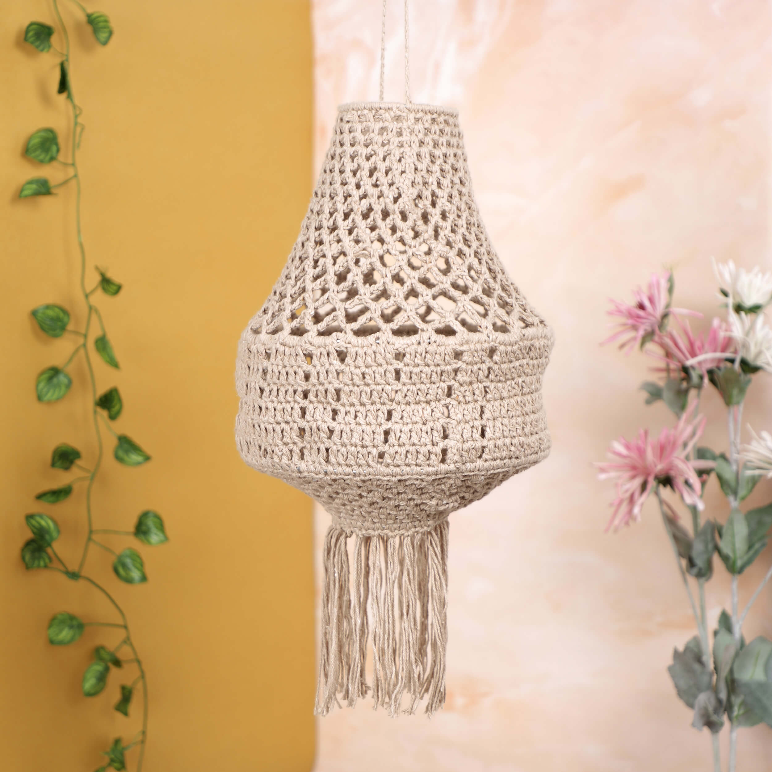 Handmade Crochet Lantern - Recycled