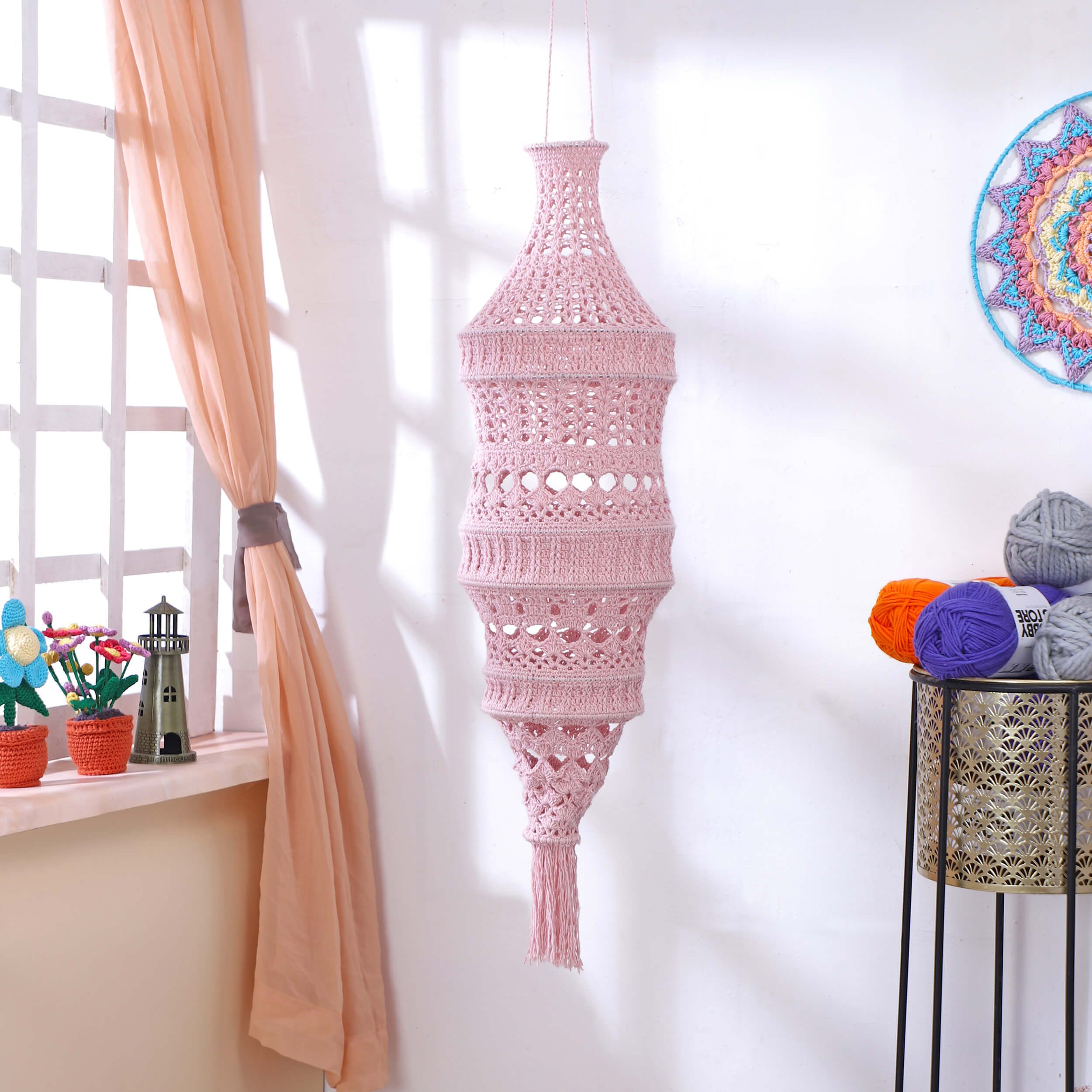 Handmade Crochet Lantern - Recycled
