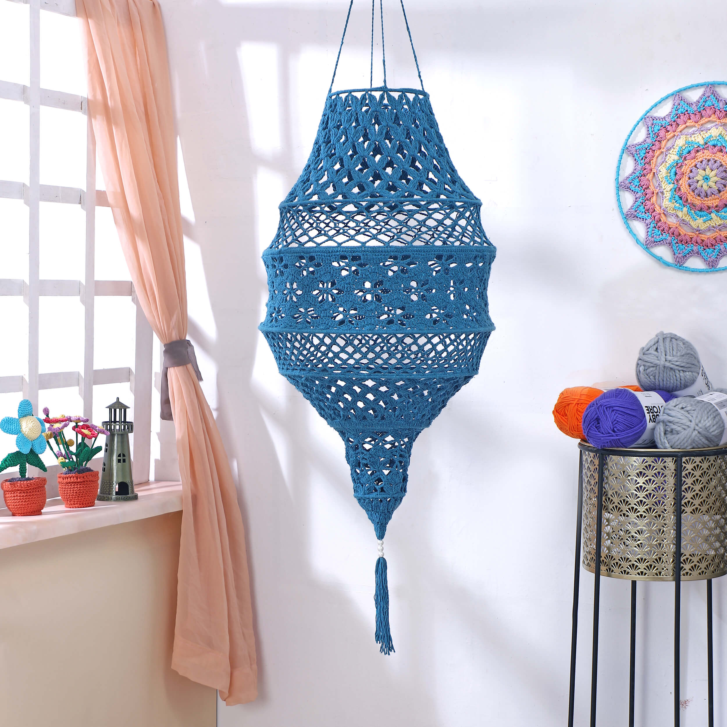 Handmade Crochet Lantern - Recycled