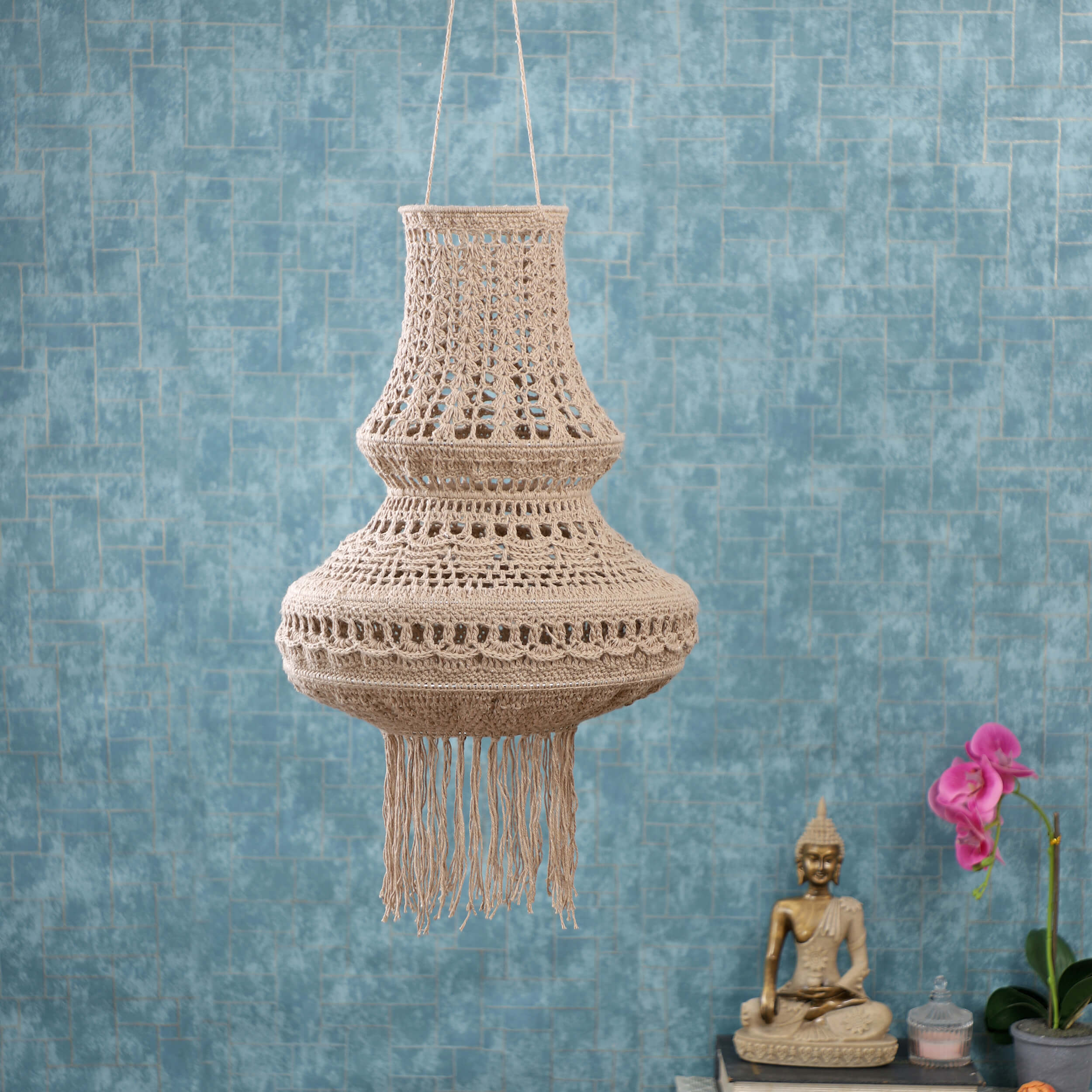 Handmade Crochet Lantern - Recycled