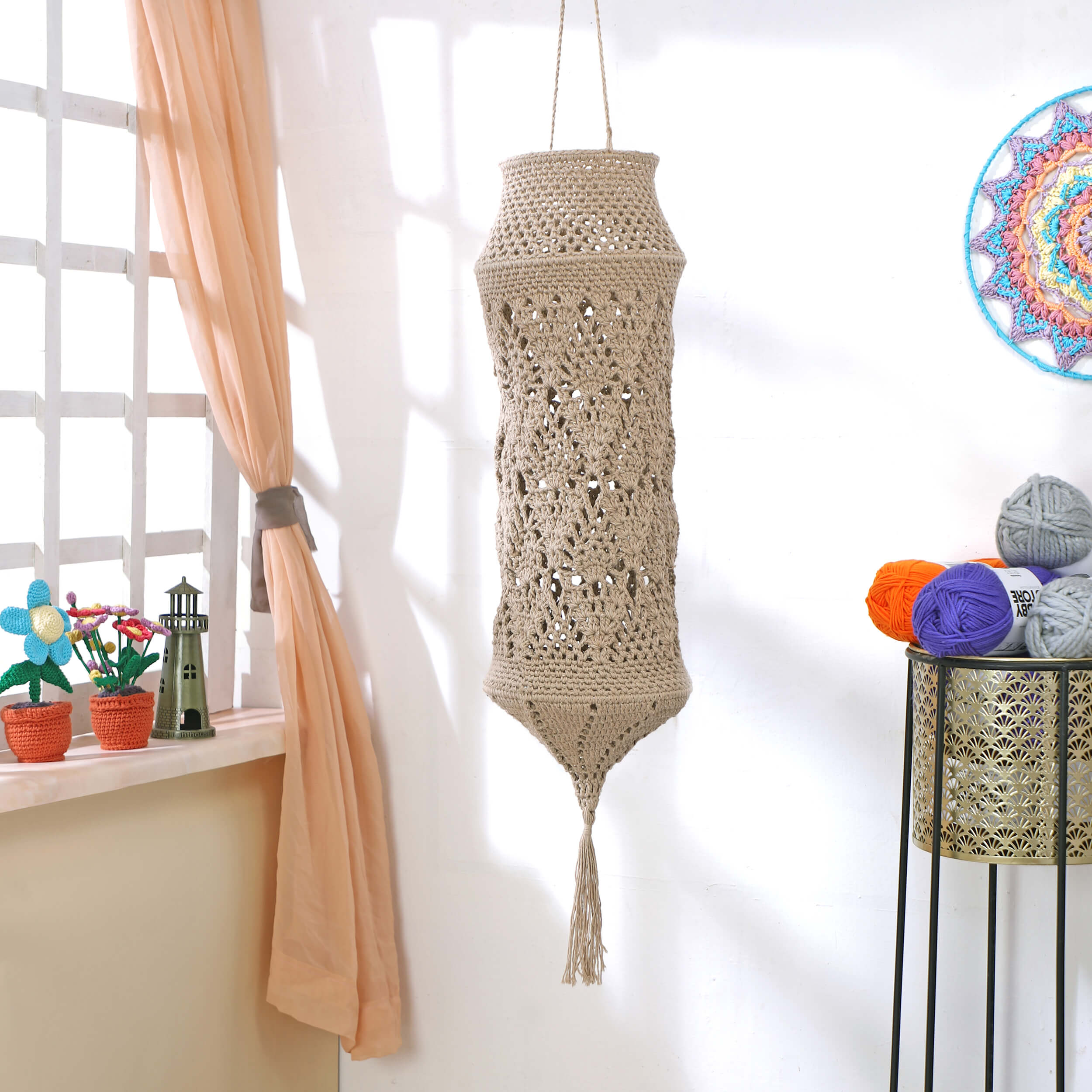 Handmade Crochet Lantern - Recycled
