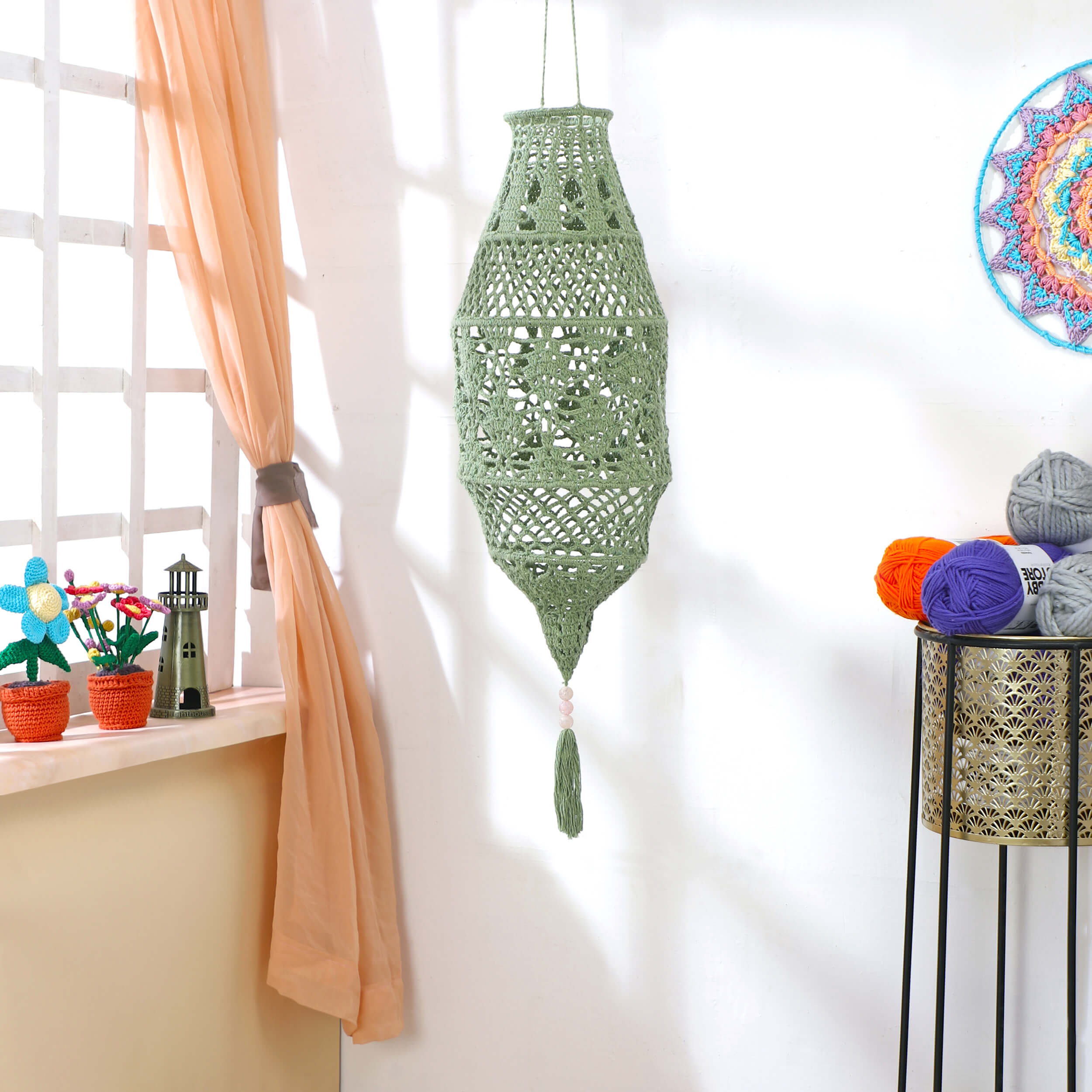 Handmade Crochet Lantern - Recycled