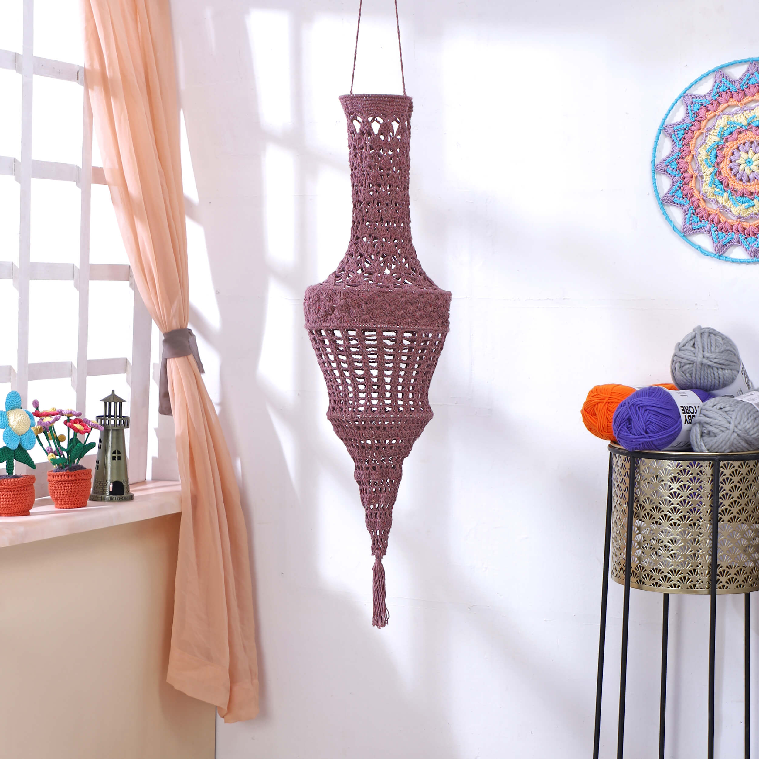Handmade Crochet Lantern - Recycled