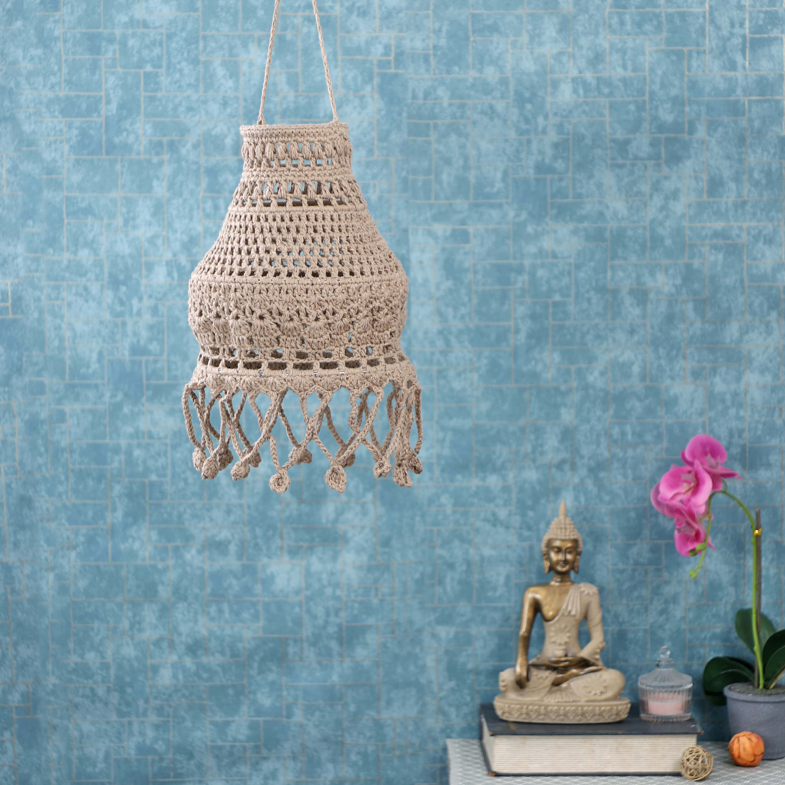 Handmade Crochet Lantern - Recycled