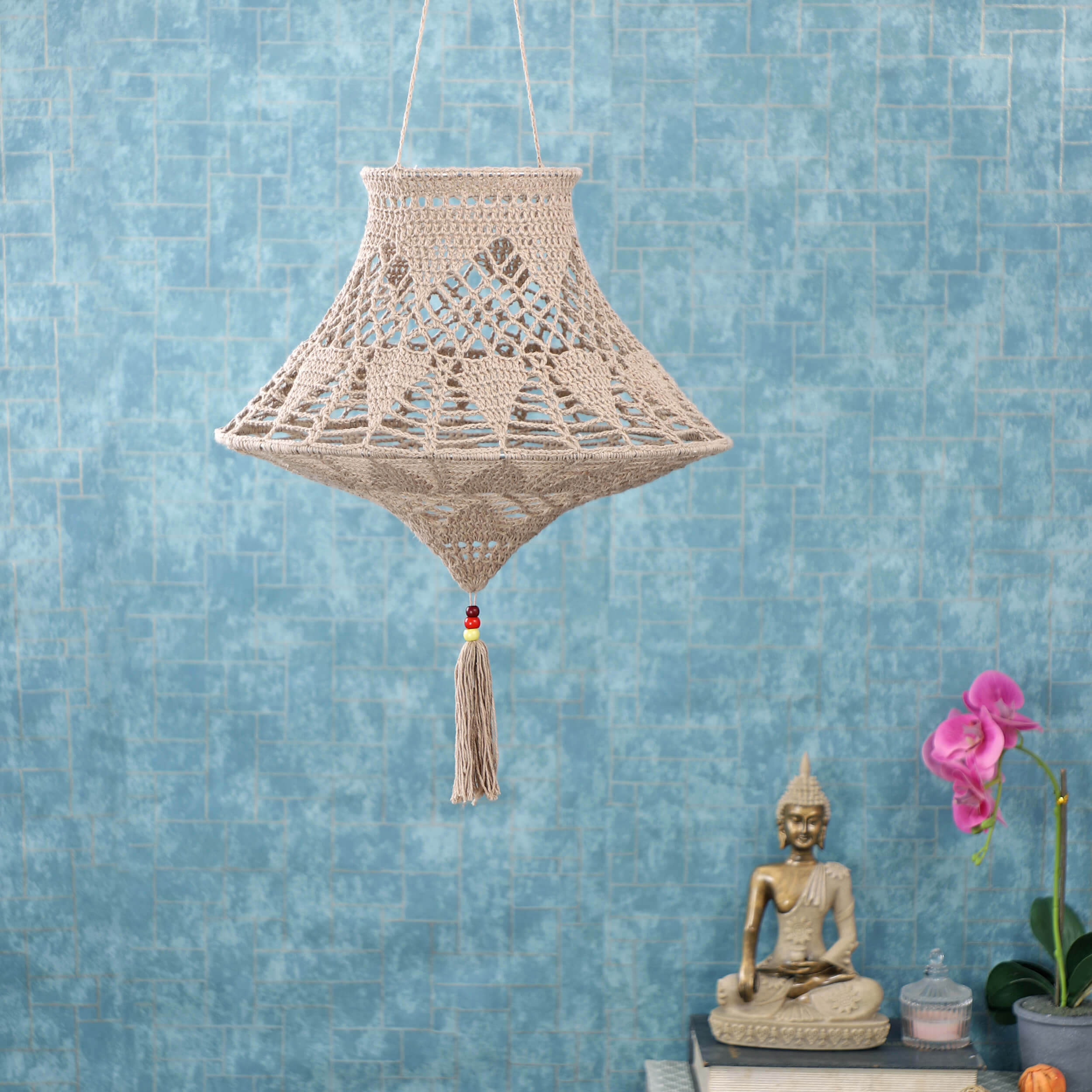 Handmade Crochet Lantern - Recycled