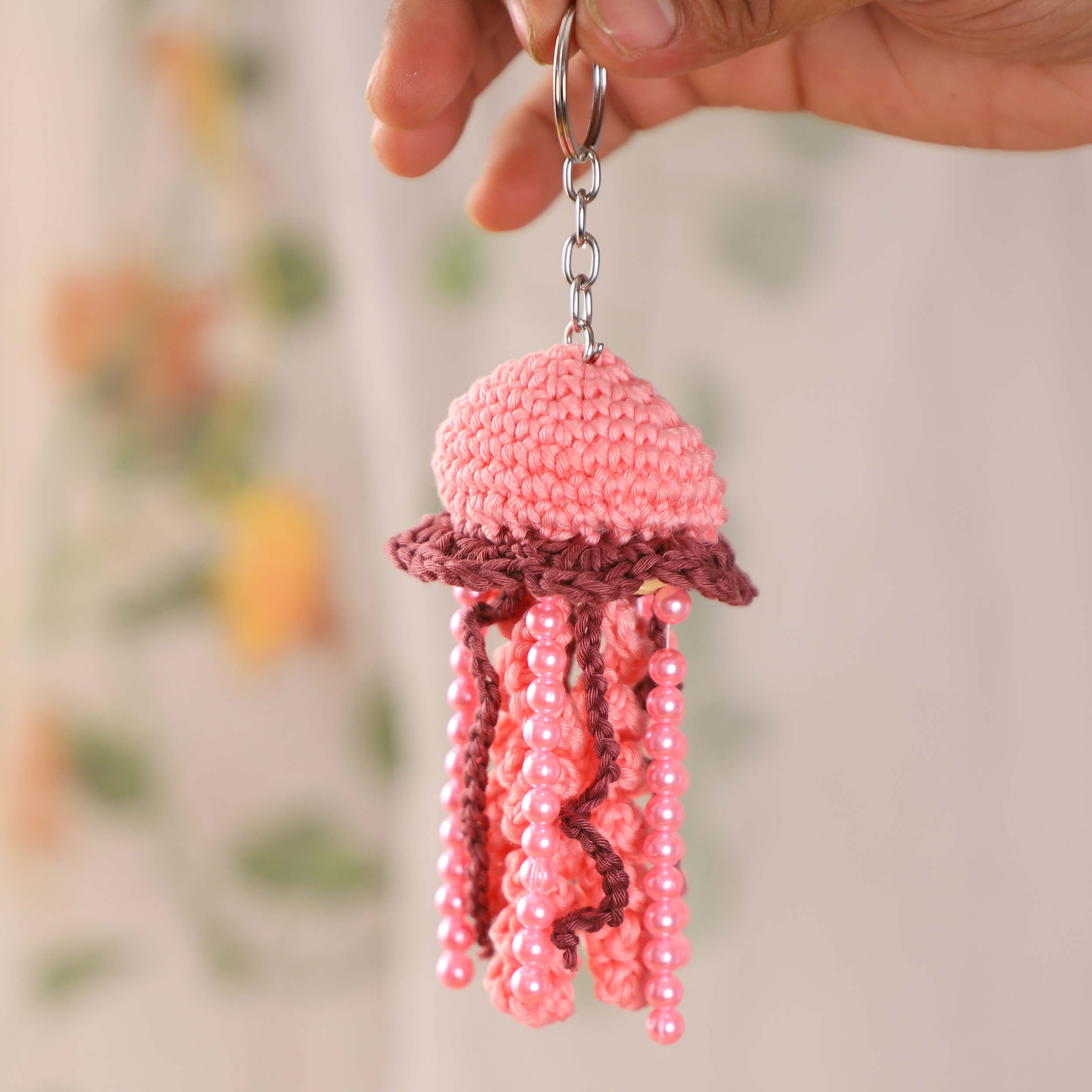 Handmade Crochet Jelly Fish Keychain