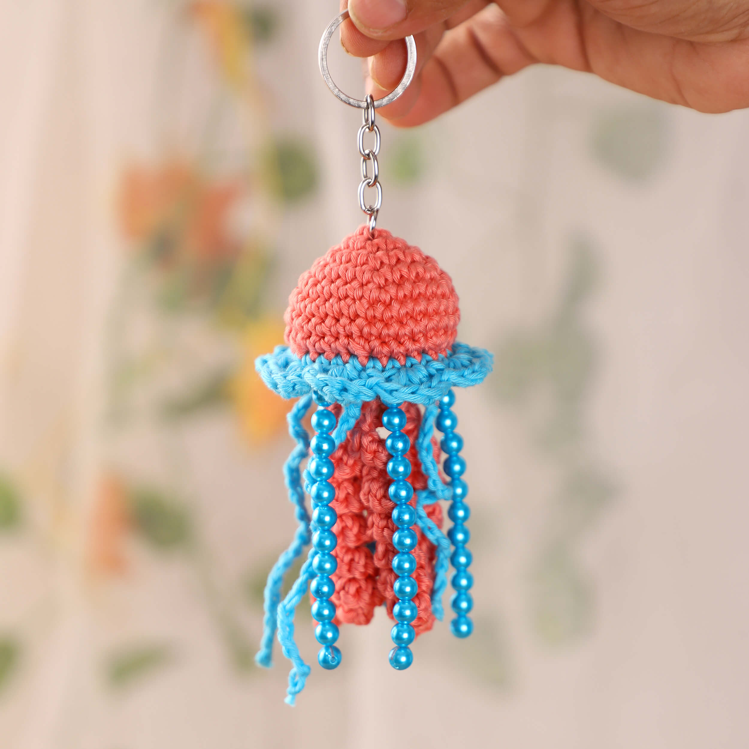 Handmade Crochet Jelly Fish Keychain