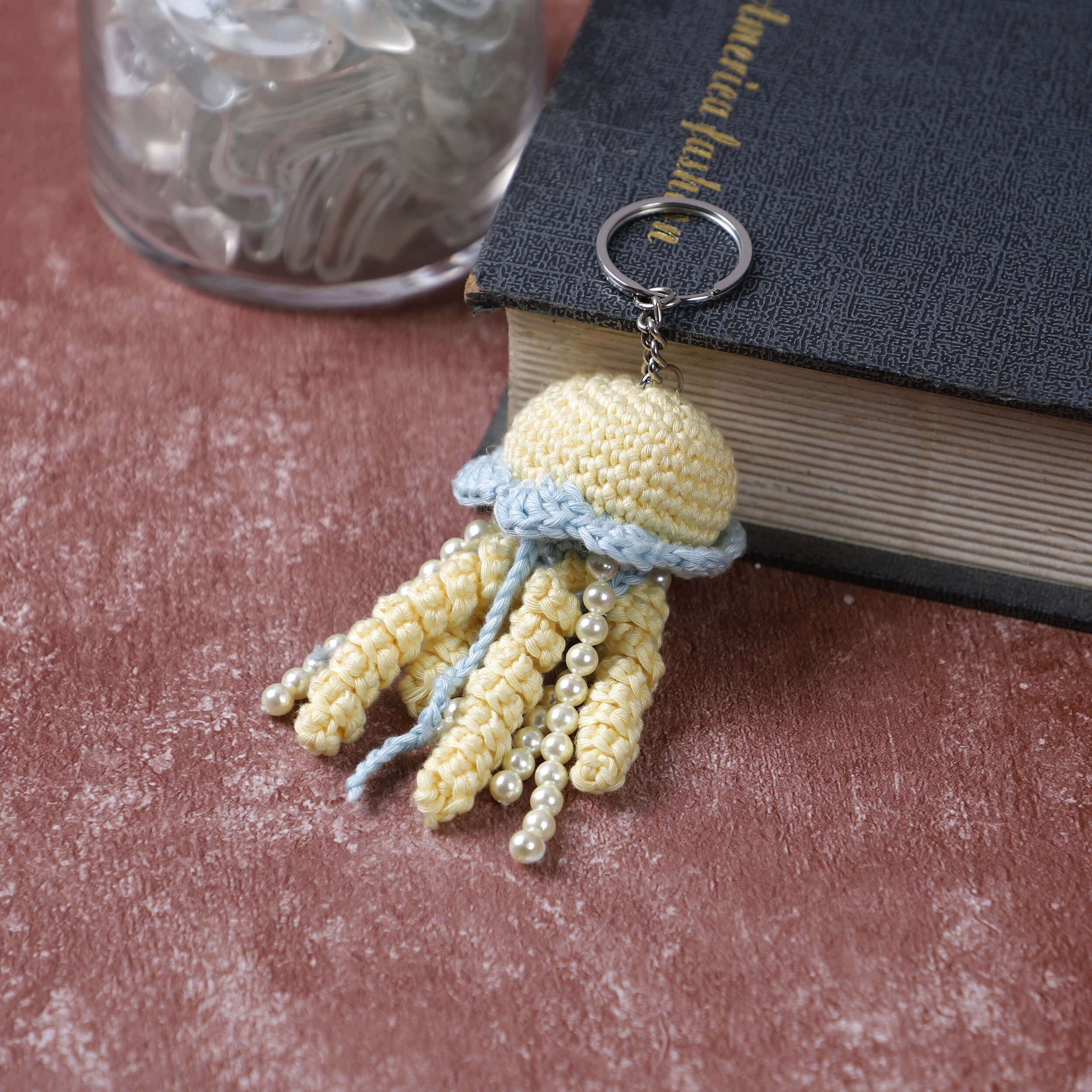 Handmade Crochet Jelly Fish Keychain-Yellow