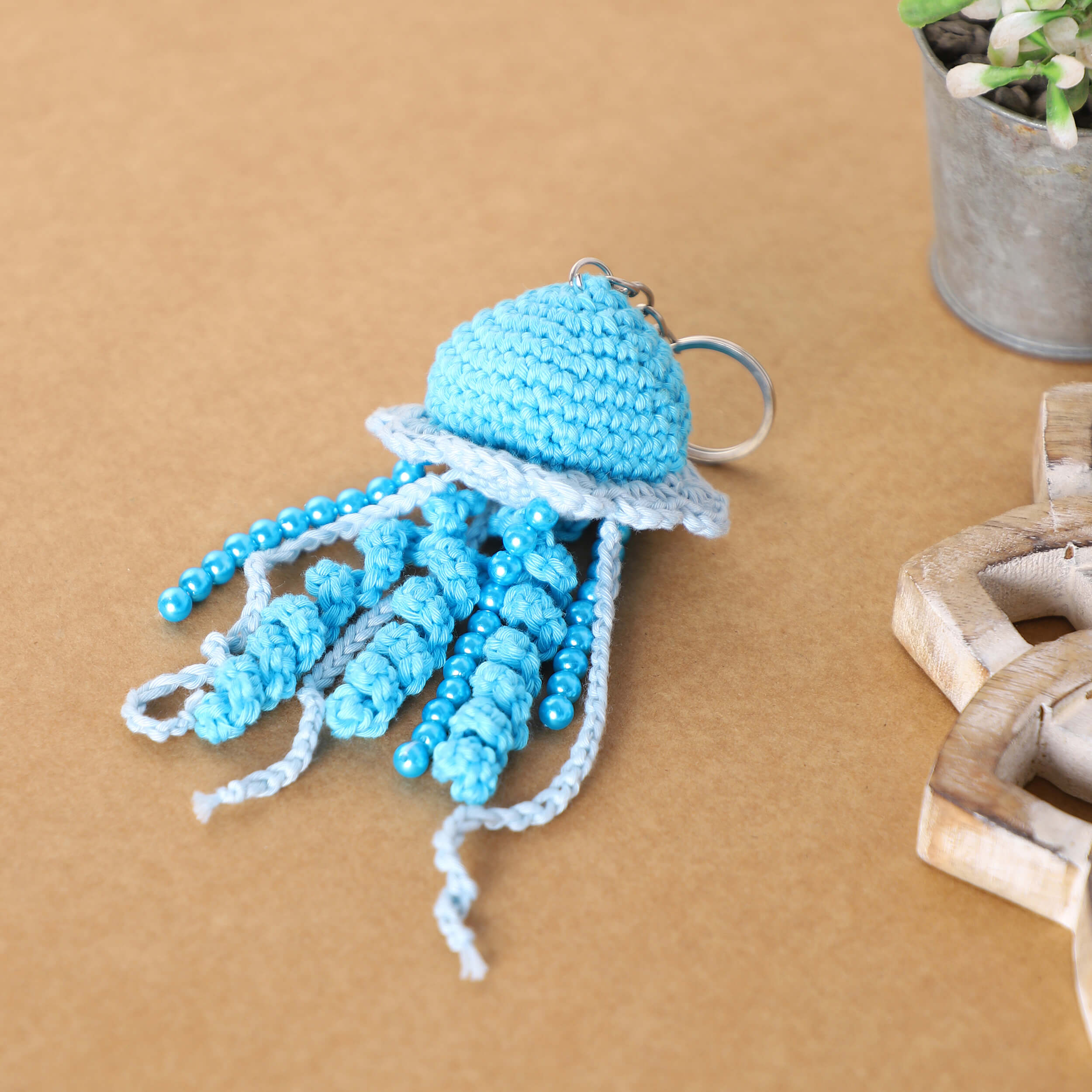 Handmade Crochet Jelly Fish Keychain
