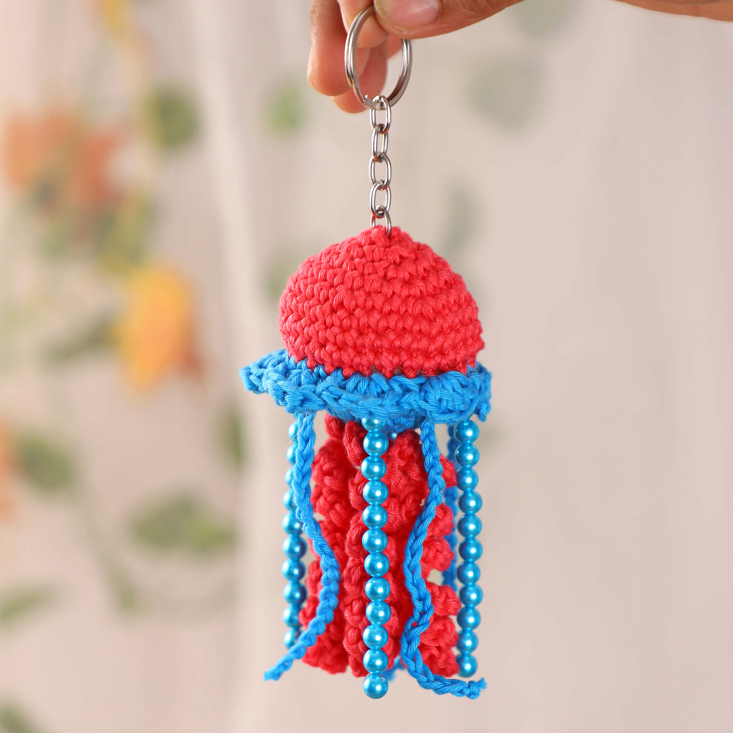 Handmade Crochet Jelly Fish Keychain