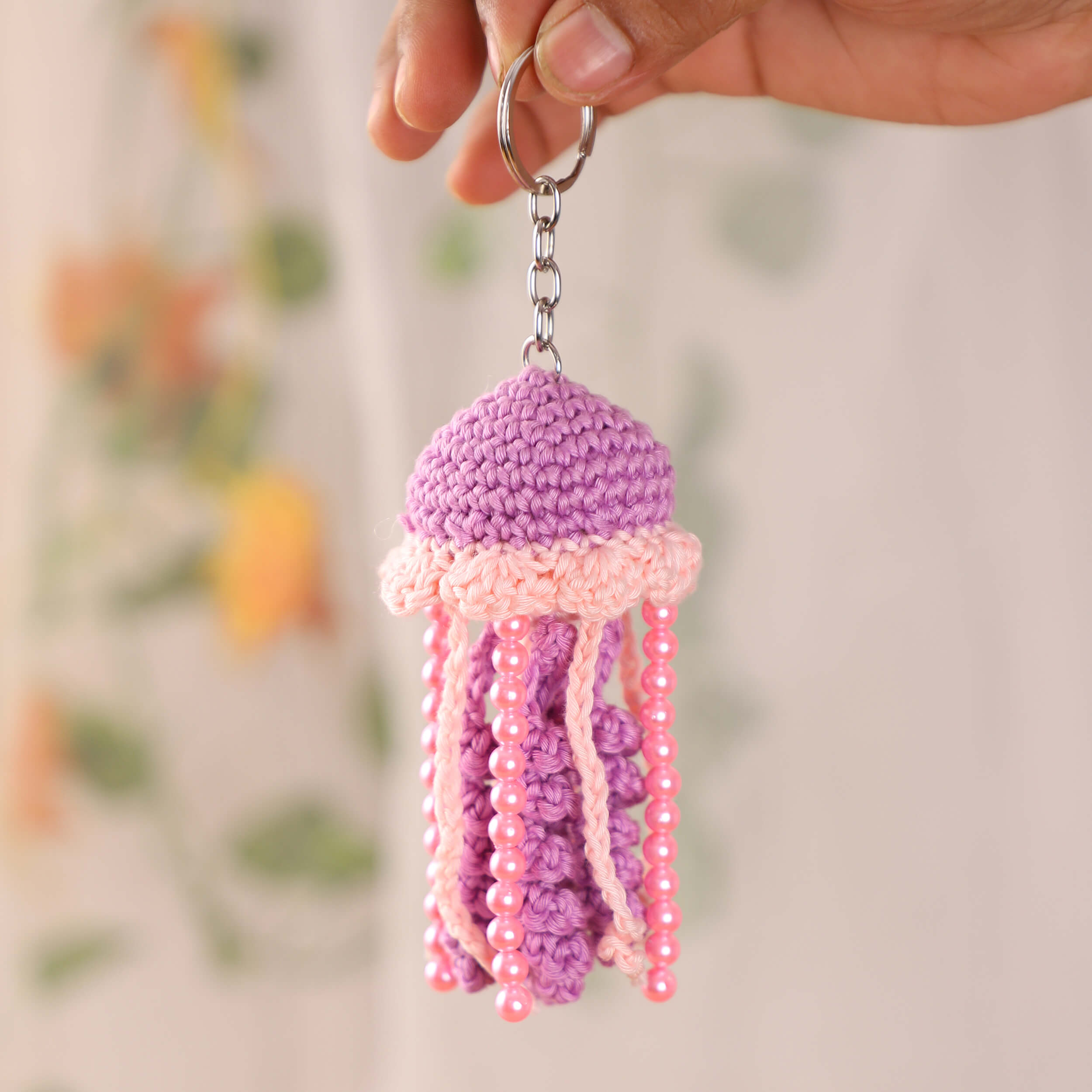 Handmade Crochet Jelly Fish Keychain