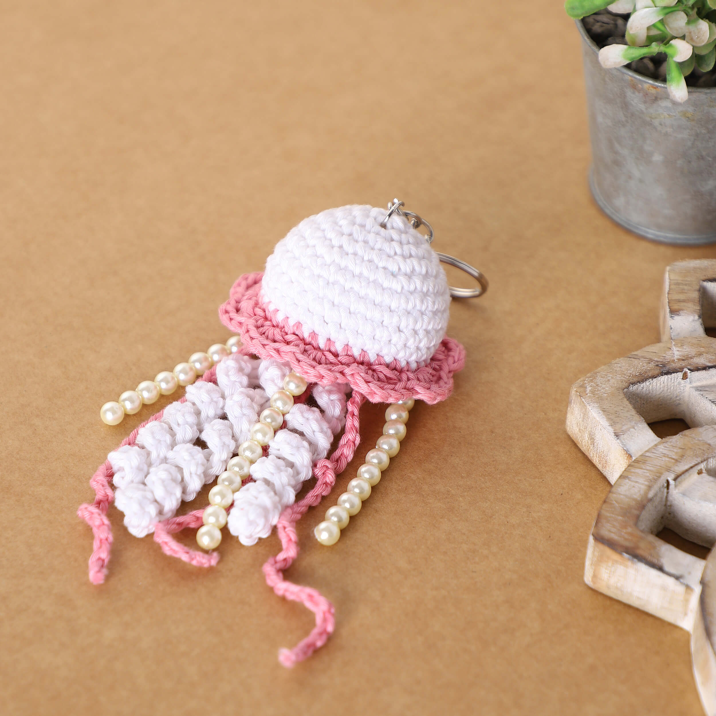 Handmade Crochet Jelly Fish Keychain