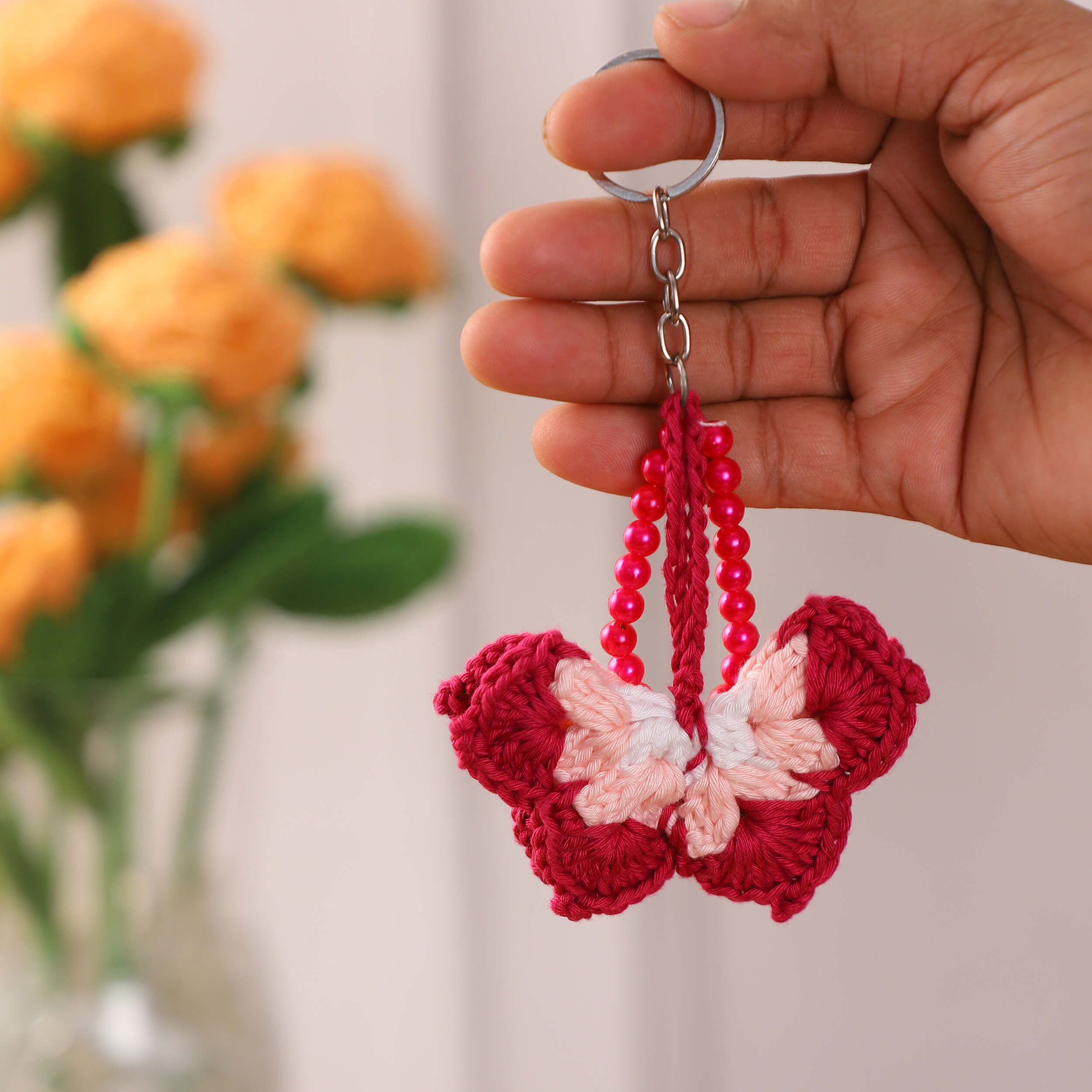Handmade Crochet Butterfly Keychain