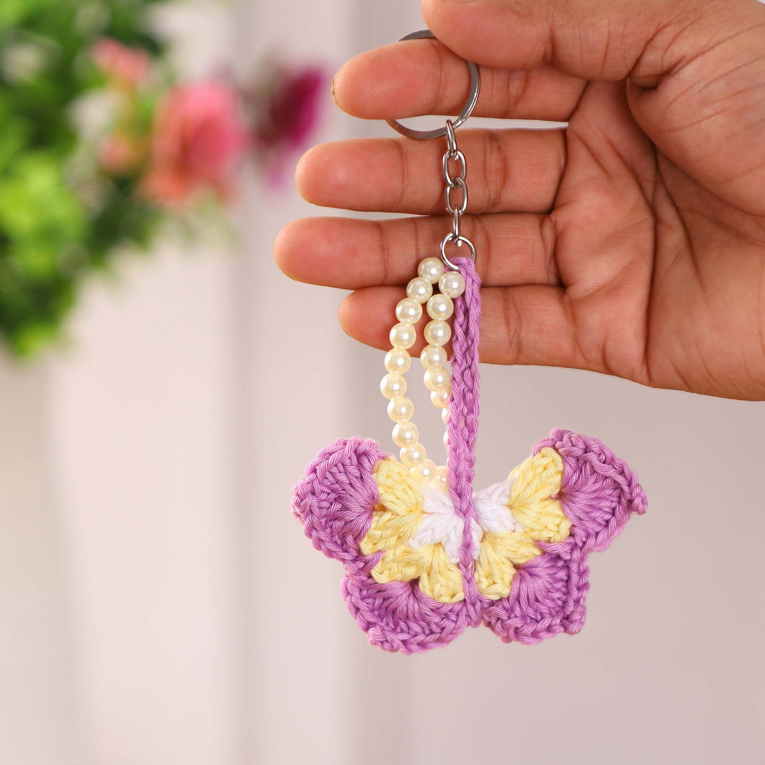 Handmade Crochet Butterfly Keychain