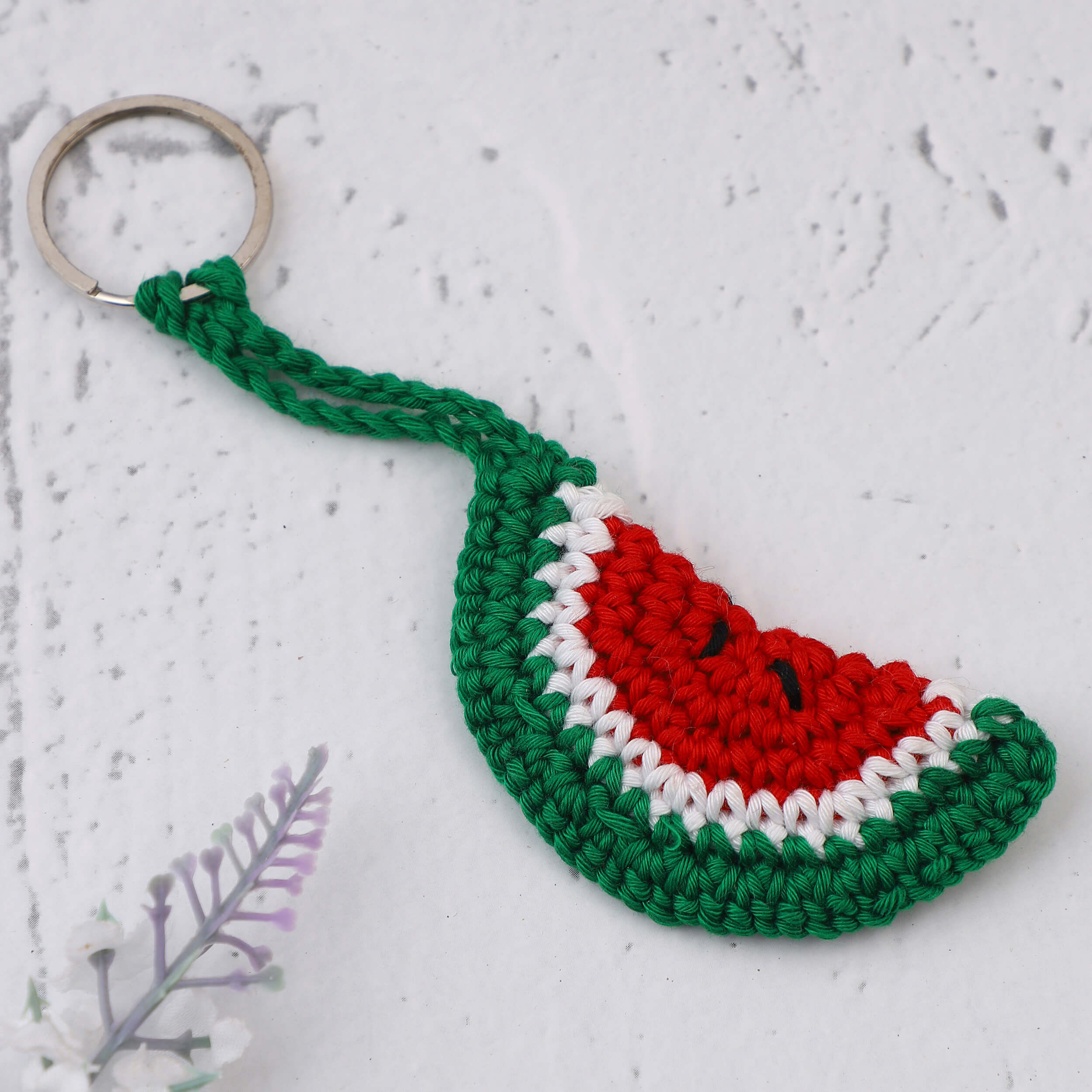 Handmade Crochet Watermelon Slice Keychain